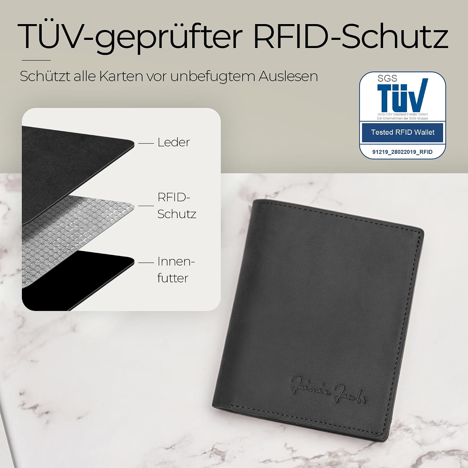 Thumbnail 4 de JAIMIE JACOBS Slimstar Geldbörse im Hochformat – ultra-dünne Slim Wallet aus Büffelleder mit großem Münzfach