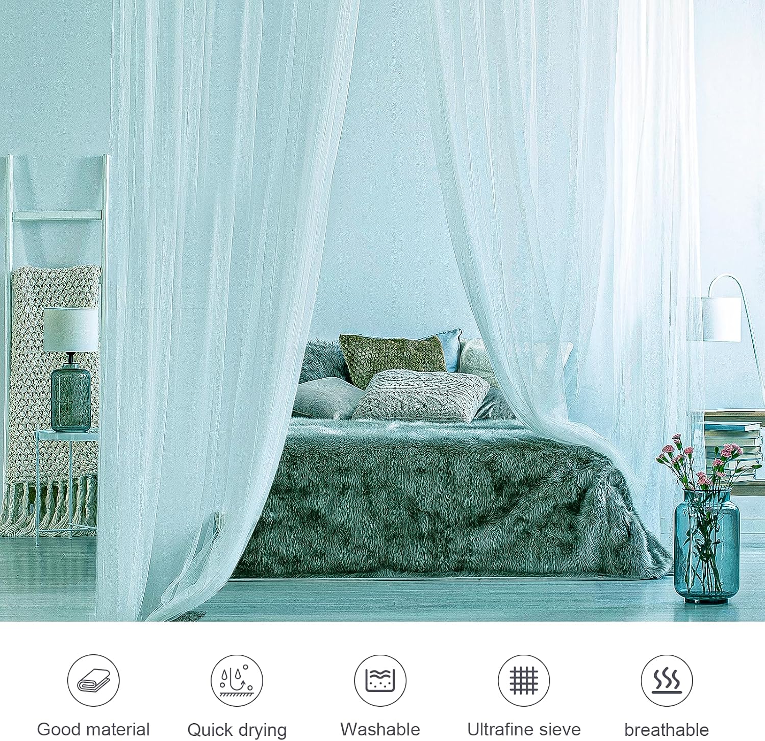 Detalle 2 de mizikuu mi-wangzhang vliegengaas voor bed, 200 x 220 x 210 cm, polyester