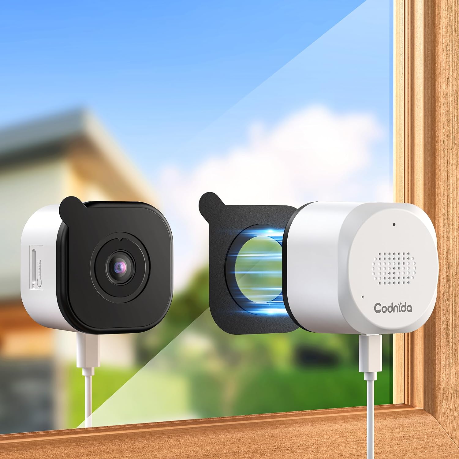 Detalle de Codnida 3MP Window Camera for Home Security – 2K Indoor Window Camera with Night Vision, Motion Detection and Two‑Way Audio