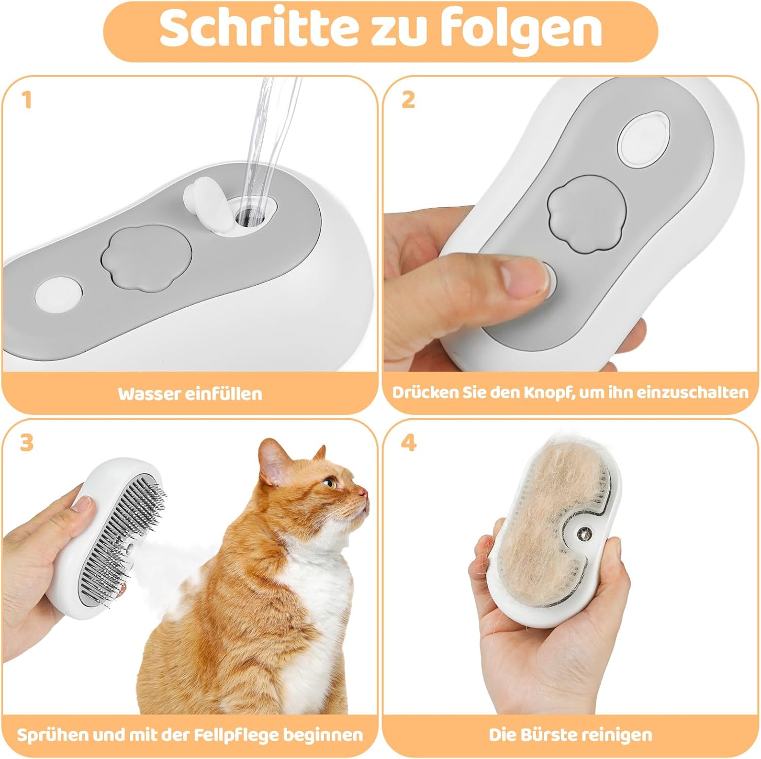 Detalle 2 de Nepfaivy Katzenbürste mit Dampf, wiederaufladbar