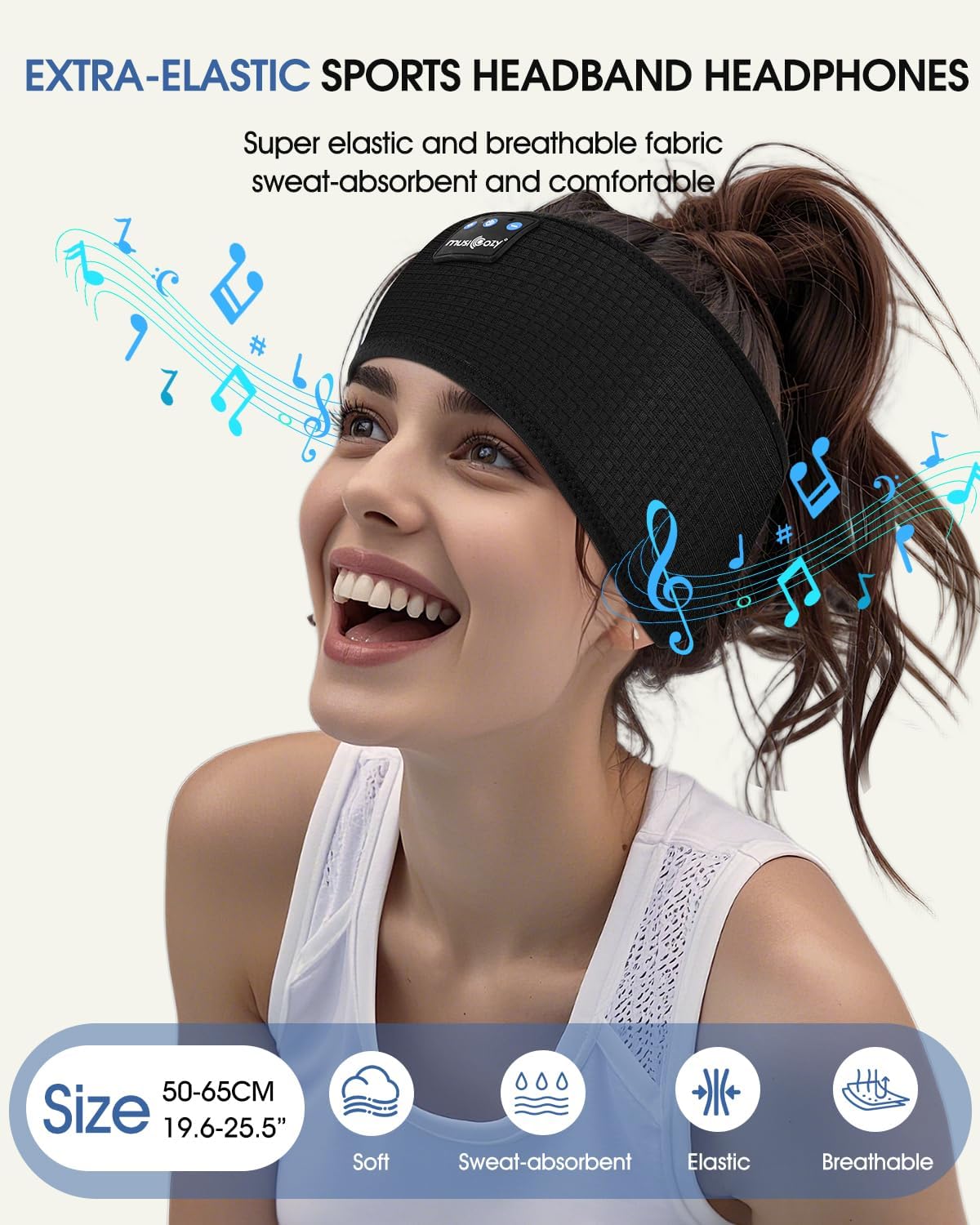 Detalle 2 de MUSICOZY Sleep Headphones 14H wireless headband