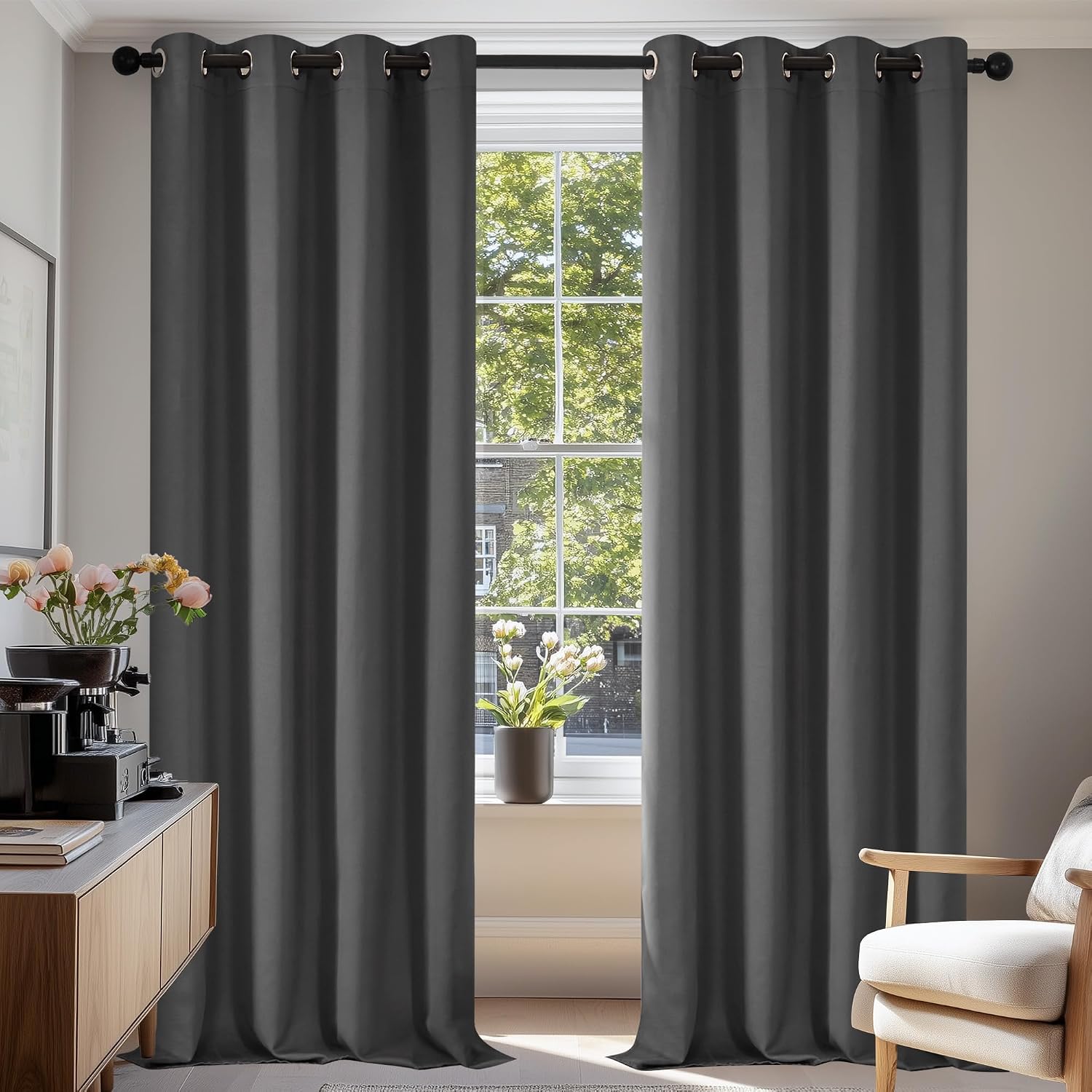 Detalle de Deconovo Tende Oscuranti 240 cm Grigio Scuro