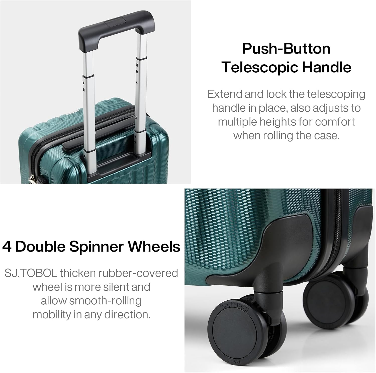 Thumbnail 6 de Hanke 14 Inch Hardshell Cabin Suitcase with TSA Lock and 4 Double Spinner Wheels