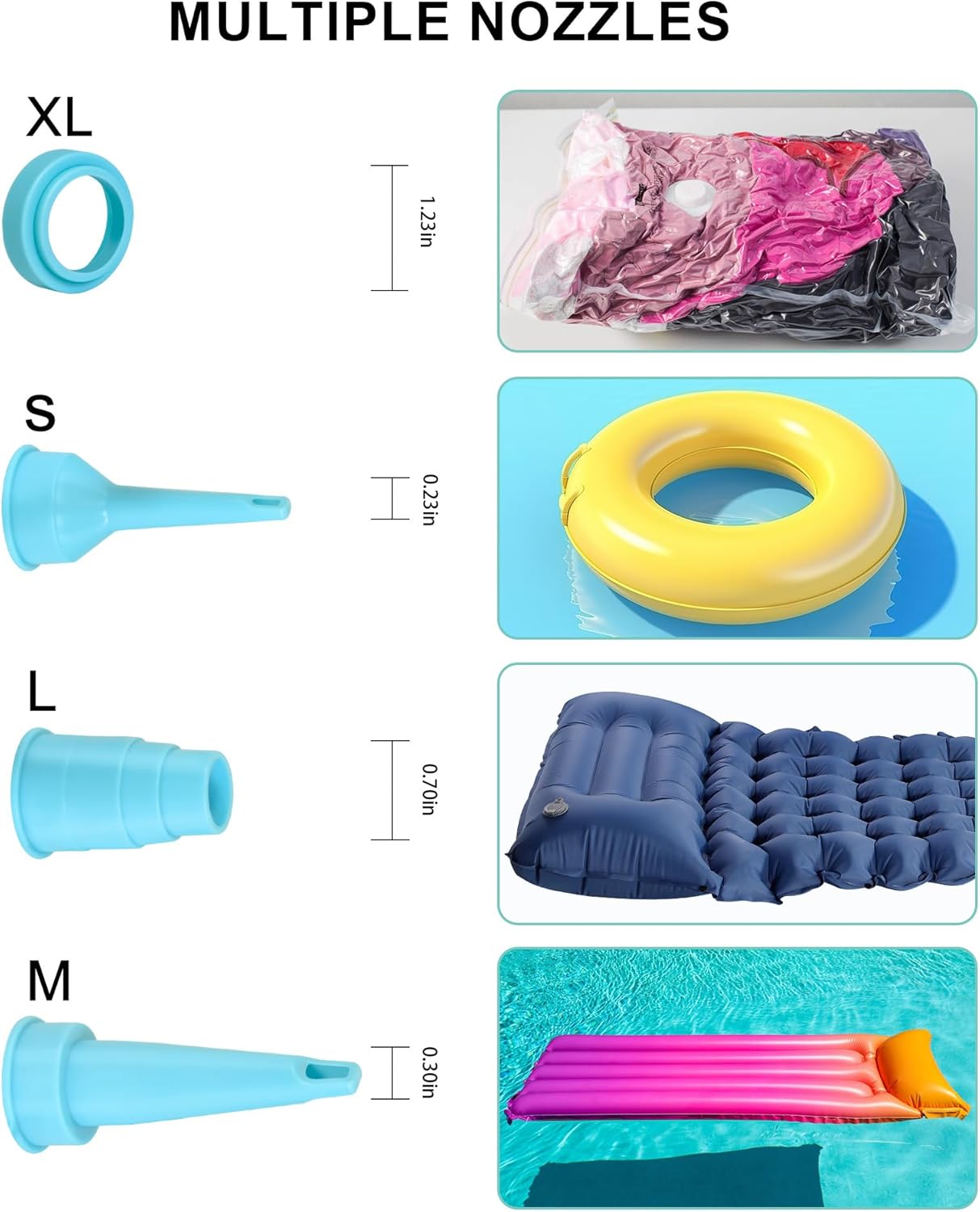 Thumbnail 2 de Air Pump for Air Mattress and Inflatables: Compact, High-Output Inflator with 4 Nozzles