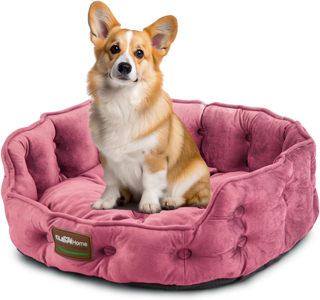 Thumbnail 6 de ClevaHome Panier pour Chats et Petits Chiens Jusqu’à 7 kg – Lit Rond Doux, Lavable en Machine, Rose Prune
