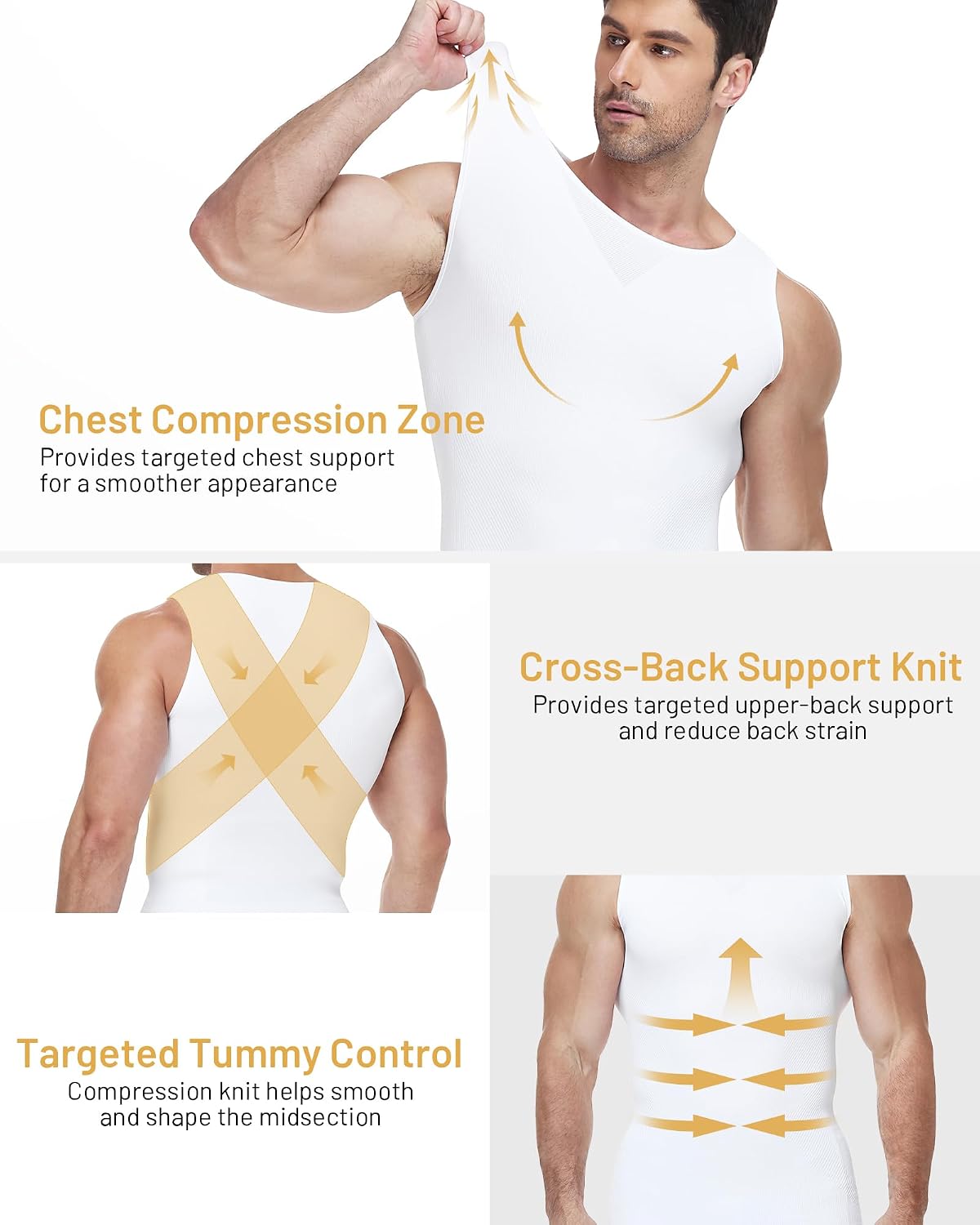 Detalle de Runhit Men's Compression Shirt Seamless Shapewear Vest: Slimming, Breathable Base Layer