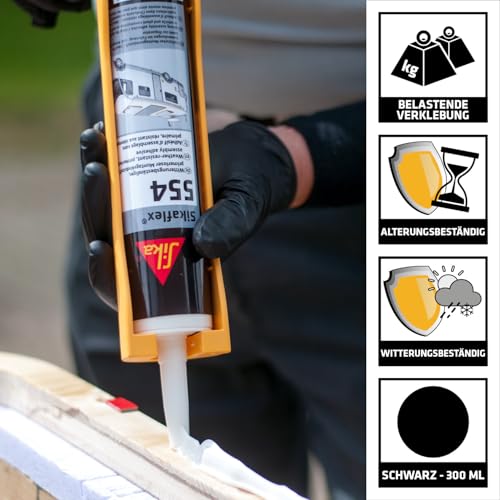 Detalle 2 de Sikaflex-554 Montageklebstoff Schwarz 300 ml – Vielseitiger Konstruktionsklebstoff von SIKA