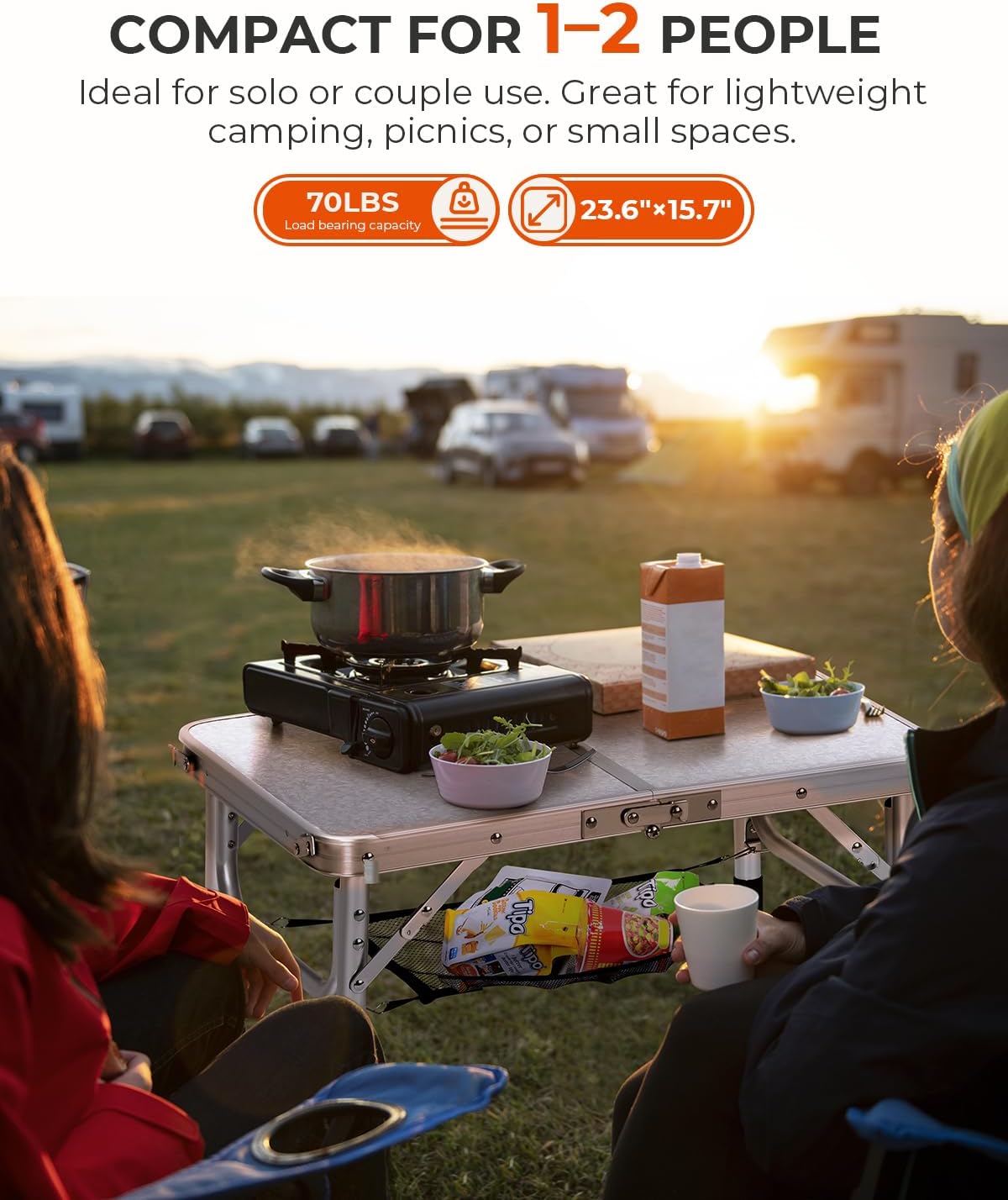 Detalle 2 de Sportneer Mesa camping 3 alturas 60x40 cm