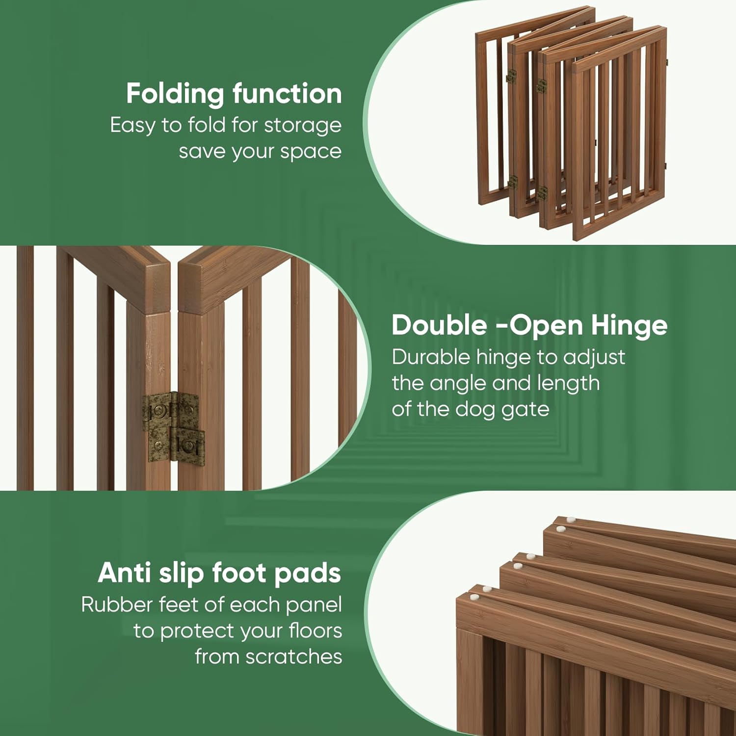 Thumbnail 2 de Algherohein Tall Dog Gate for Doorways (6 Panels, Dark Walnut)