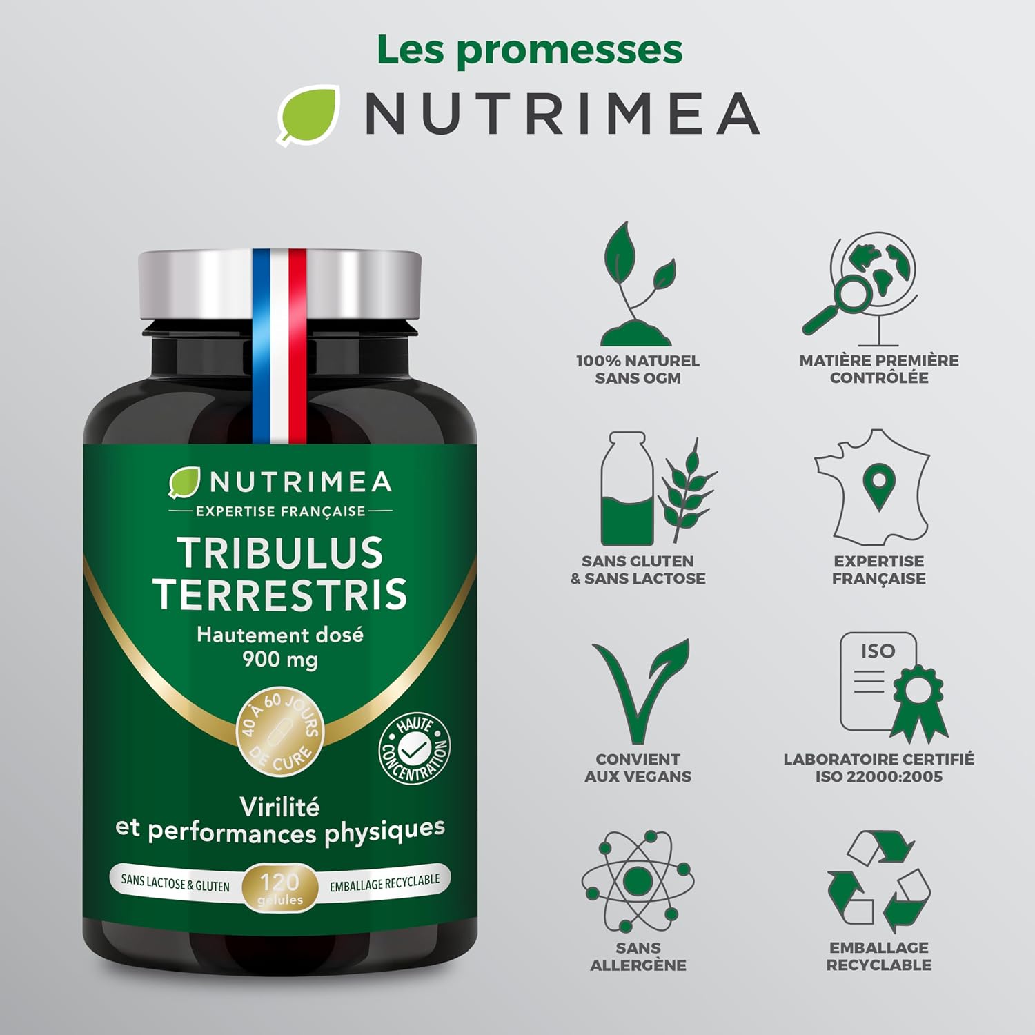 Thumbnail 6 de Nutrimea Tribulus Terrestris 9000 mg (extrait 10:1 titré en saponines) – 120 gélules vegan