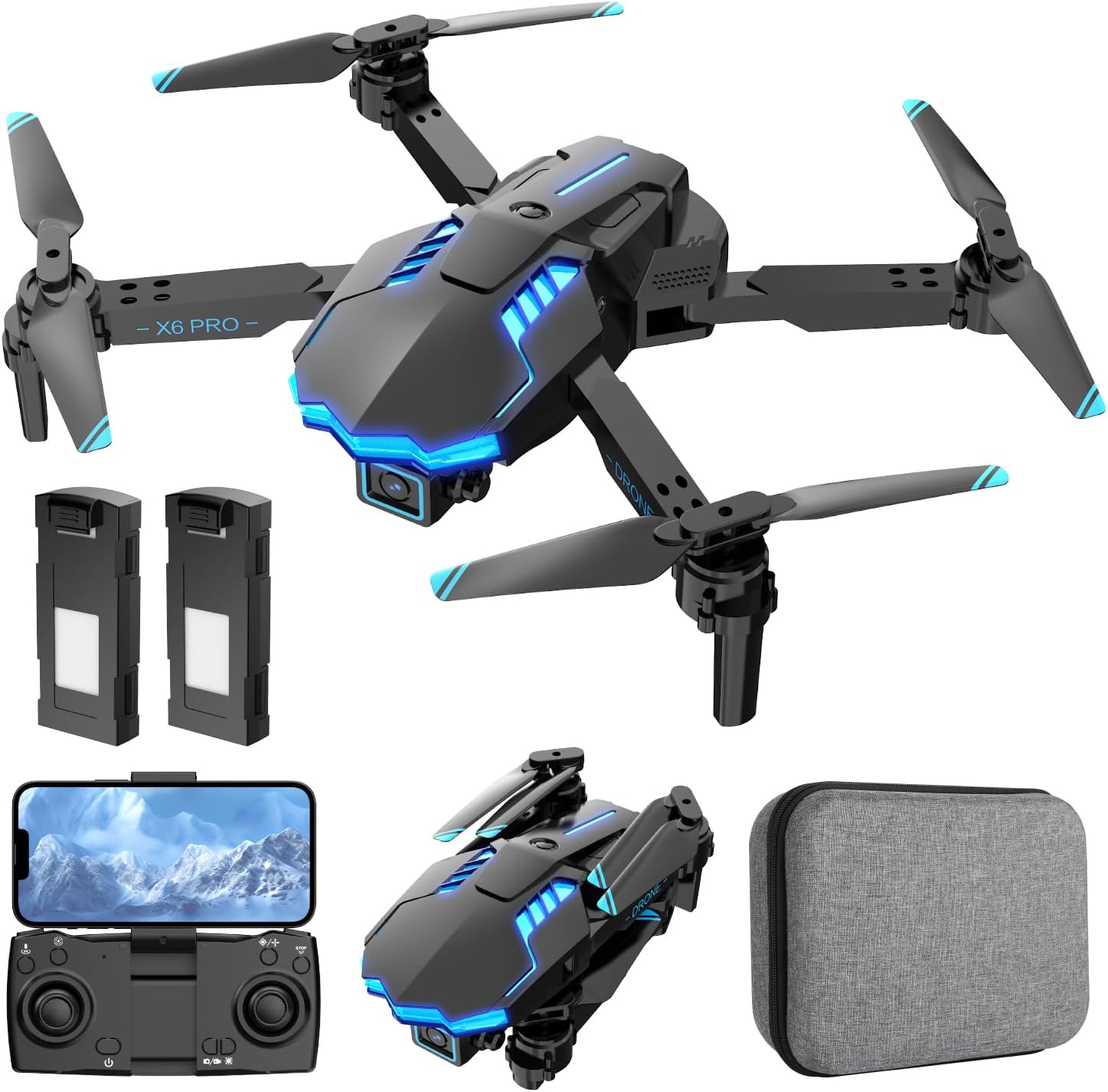 kononioo Drone con Telecamera HD 1080P, motori brushless e funzione 3D per bambini e ragazzi (Grey)