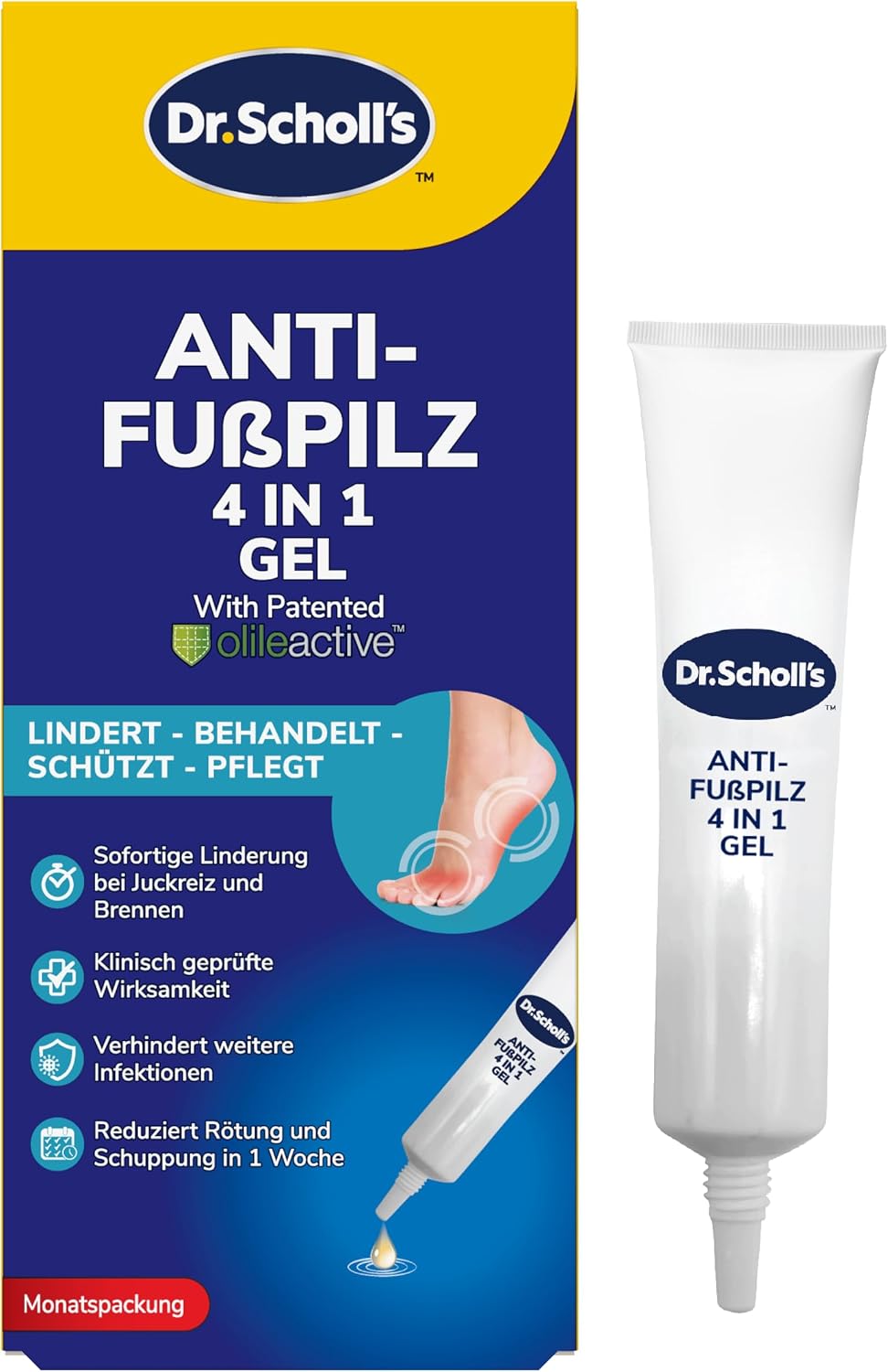 Detalle de Dr. Scholl’s Fußpilzgel 4-in-1-Behandlung (10 ml) gegen Jucken, Brennen und Fußpilz-Symptome