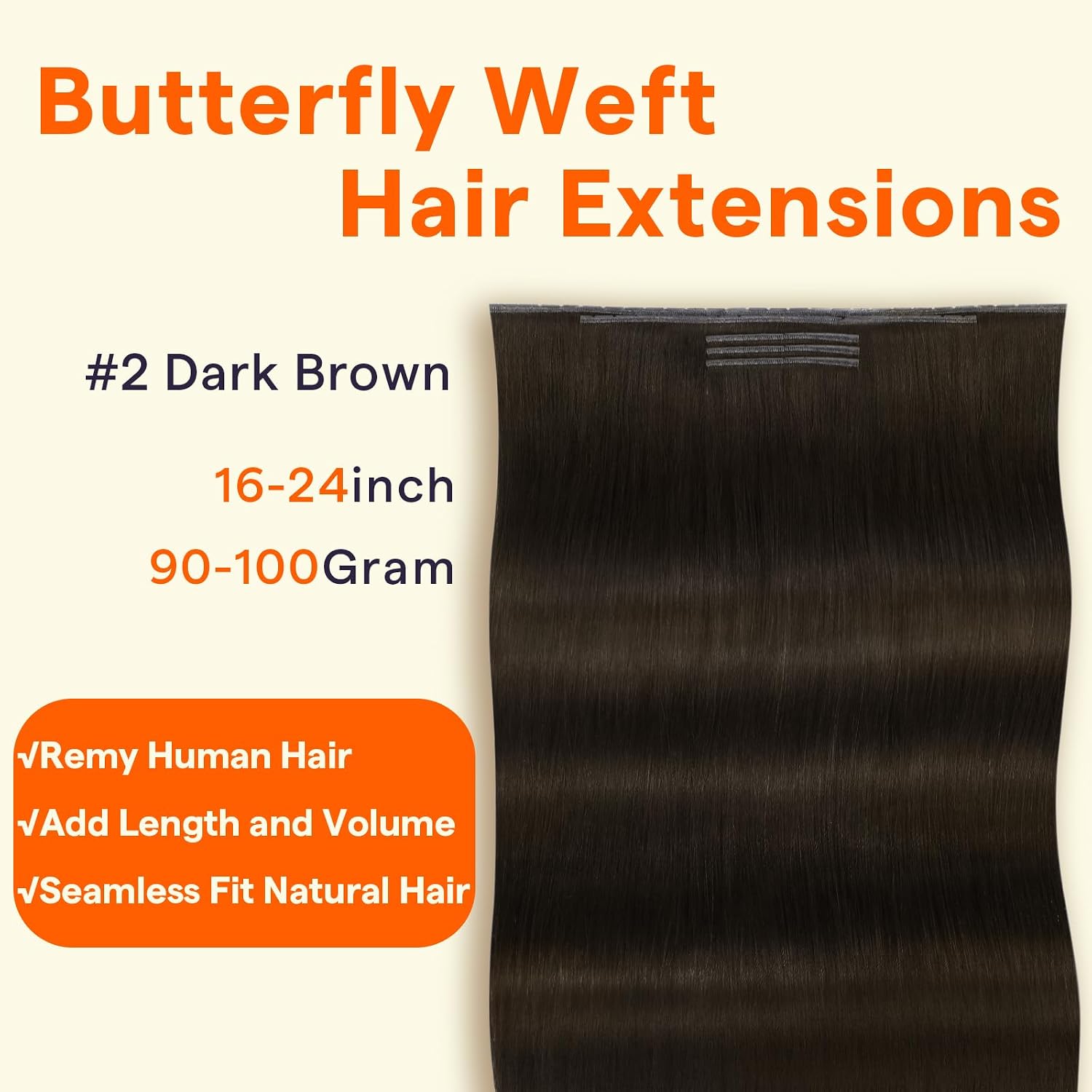 Detalle 2 de Full Shine Butterfly Weft Extensions 22in