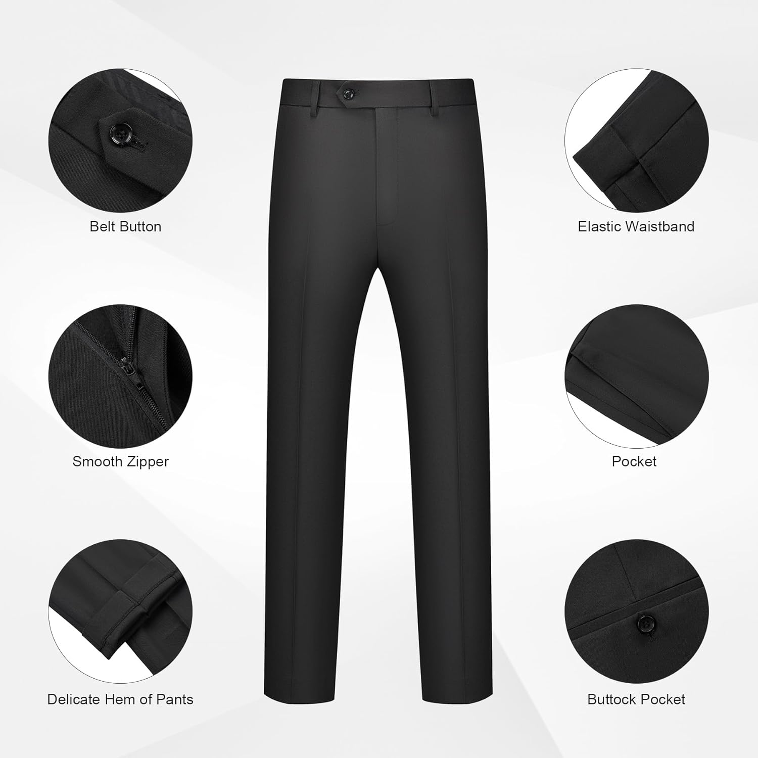Thumbnail 4 de WULFUL 2-Piece Slim-Fit Men’s Suit Set with One-Button Blazer Jacket and Tuxedo-Style Pants