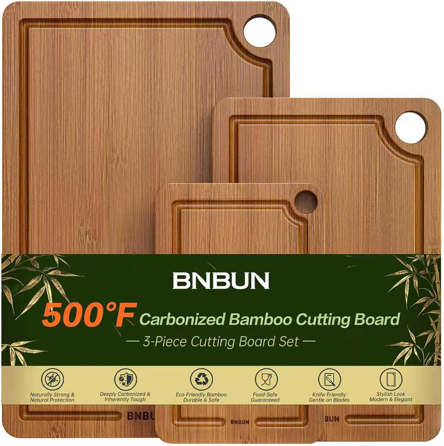 BNBUN 3-Piece Bamboo Cutting Board 🥢