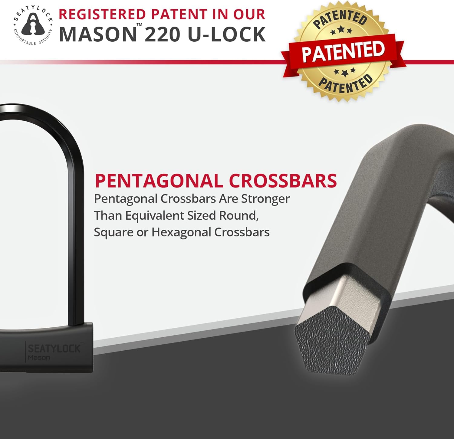 Detalle de Seatylock Mason antivol U vélo Seatylock Mason, niveau Sold Secure Diamond, ouverture 115 mm