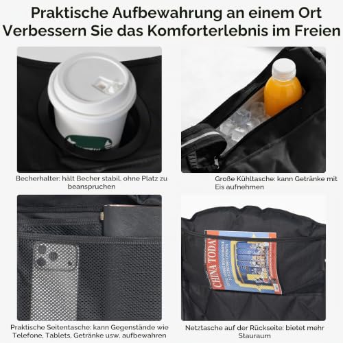 Thumbnail 7 de SogesGame Übergroßer Campingstuhl Faltbar – gepolstert, Kopfstütze & Extras für Outdoor