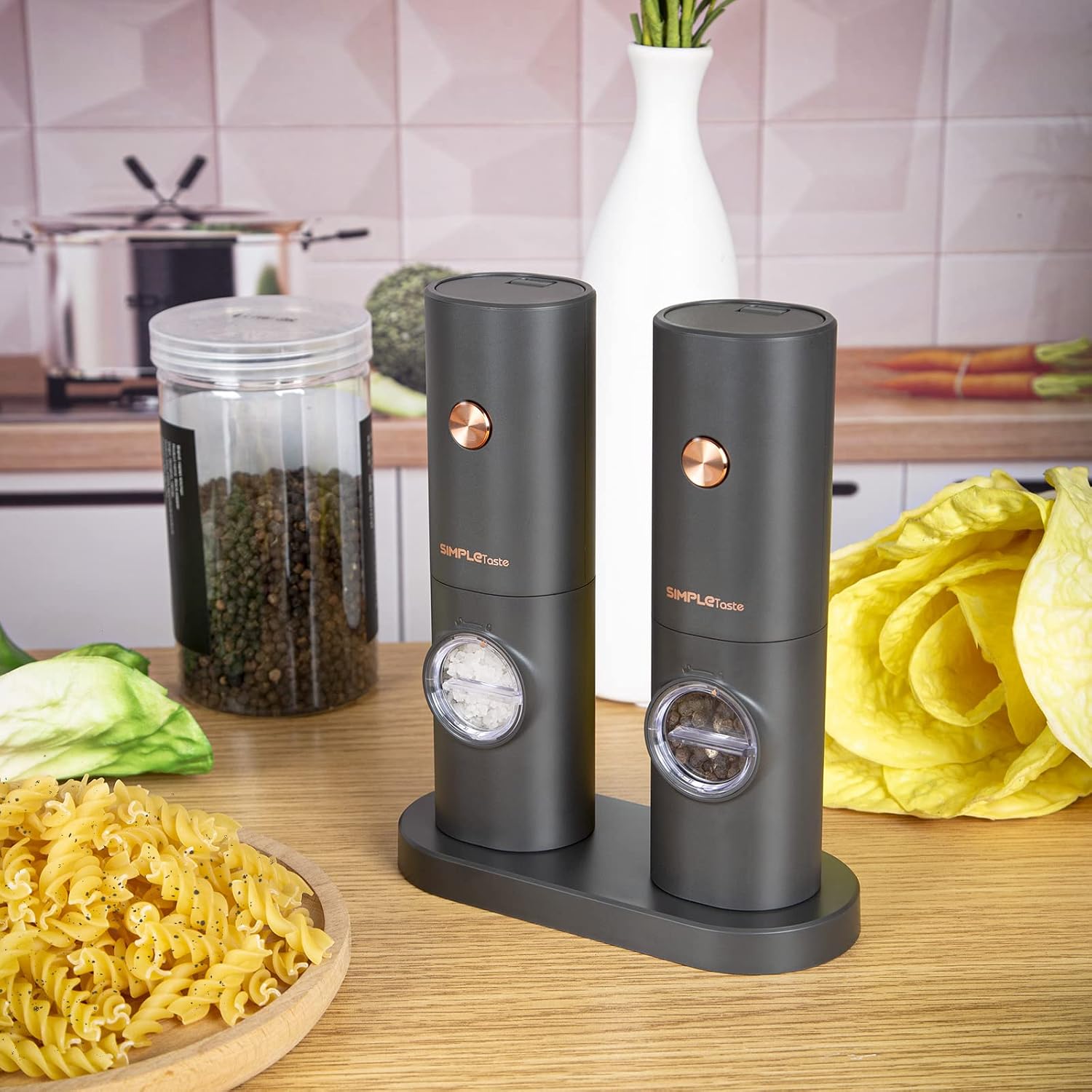 Detalle 2 de Salz- und Pfeffer Mühle Elektrische SIMPLETASTE 2er Set