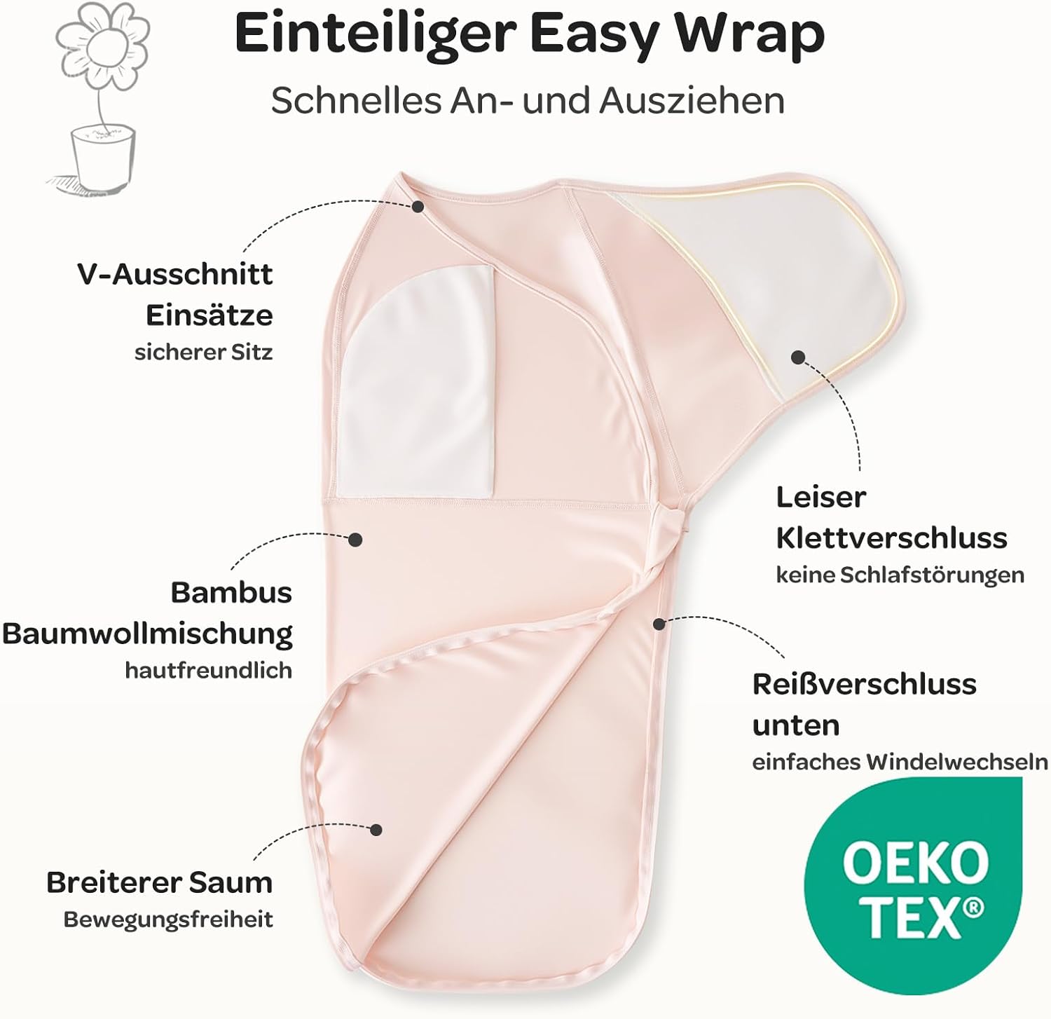 Thumbnail 1 de Momcozy Pucksack Baby 0–3 Monate, 2er-Pack in Rosa – leiser Verschluss und Reißverschluss für einfache Wickel- und Schlafphasen