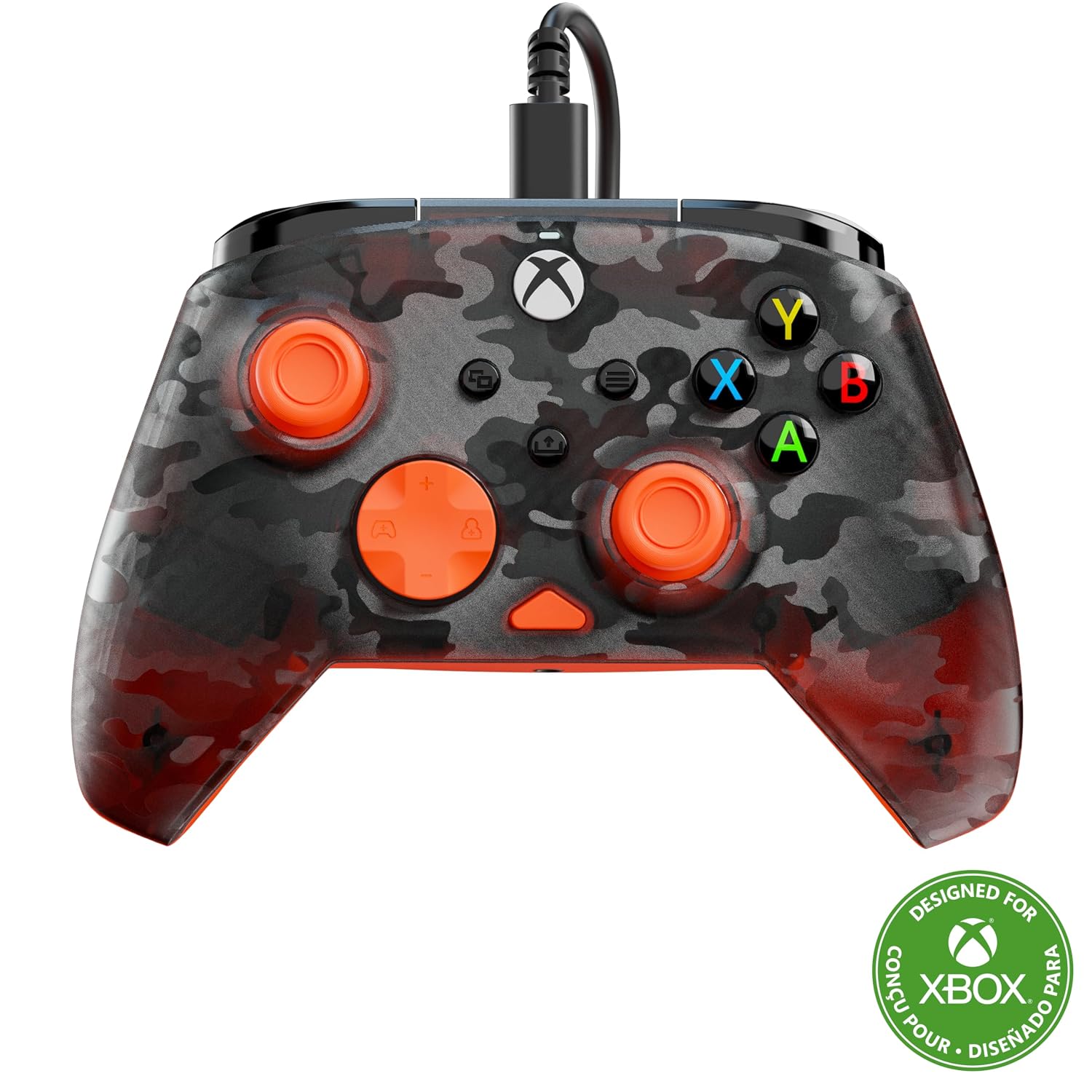Detalle de Turtle Beach Rematch Core Ghost Schwarz Camo/Orange – kabelgebundener Xbox-Controller