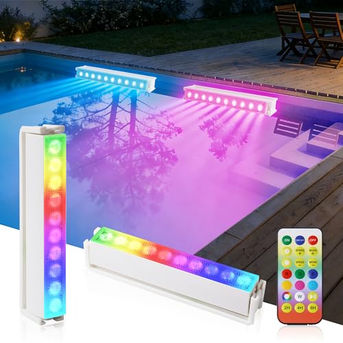 Luz LED sumergible para piscina inalámbrica Facarler: iluminación subacuática con mando y 8 modos