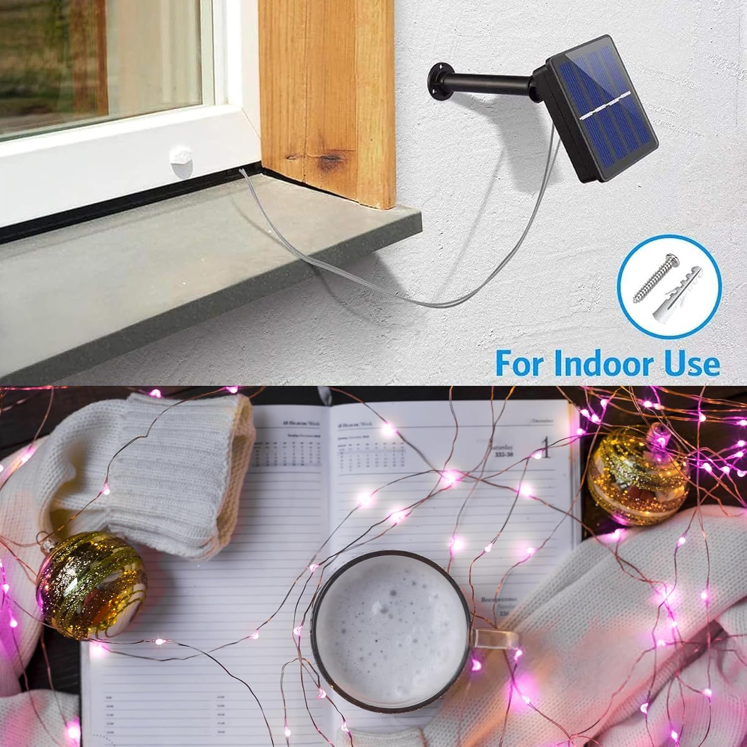 Thumbnail 5 de Lezonic Solar String Lights Outdoor – 12m/40ft, 120LED, IP65 Waterproof, 2 Pack