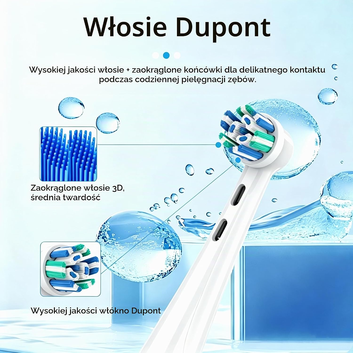 Detalle 1 de SLOWLEIF CW70-i – końcówki do szczoteczki iO, nylonowe włosie i wskaźnik zużycia