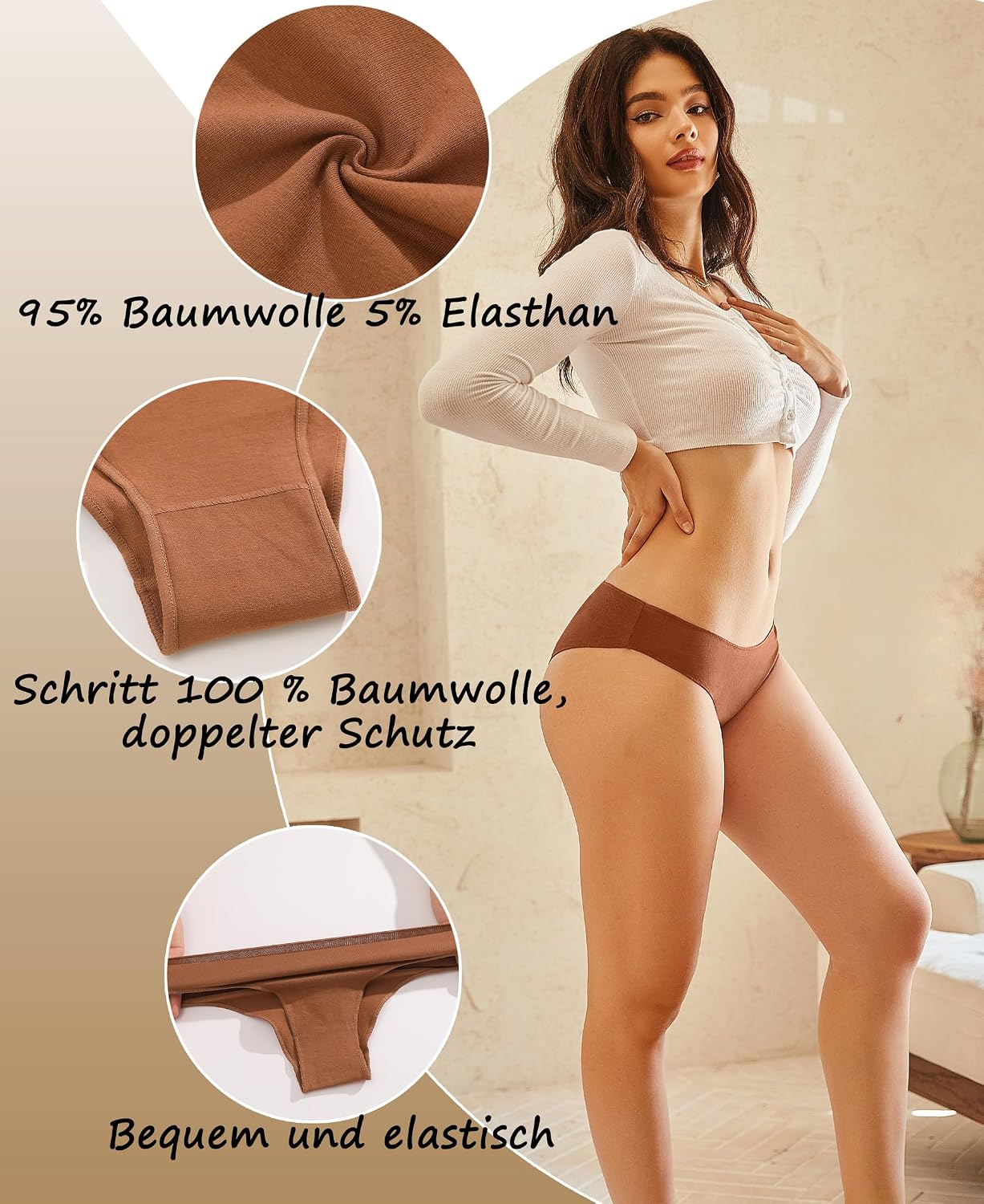 Detalle 2 de BeReady Bragas Mujer Algodón Pack 6