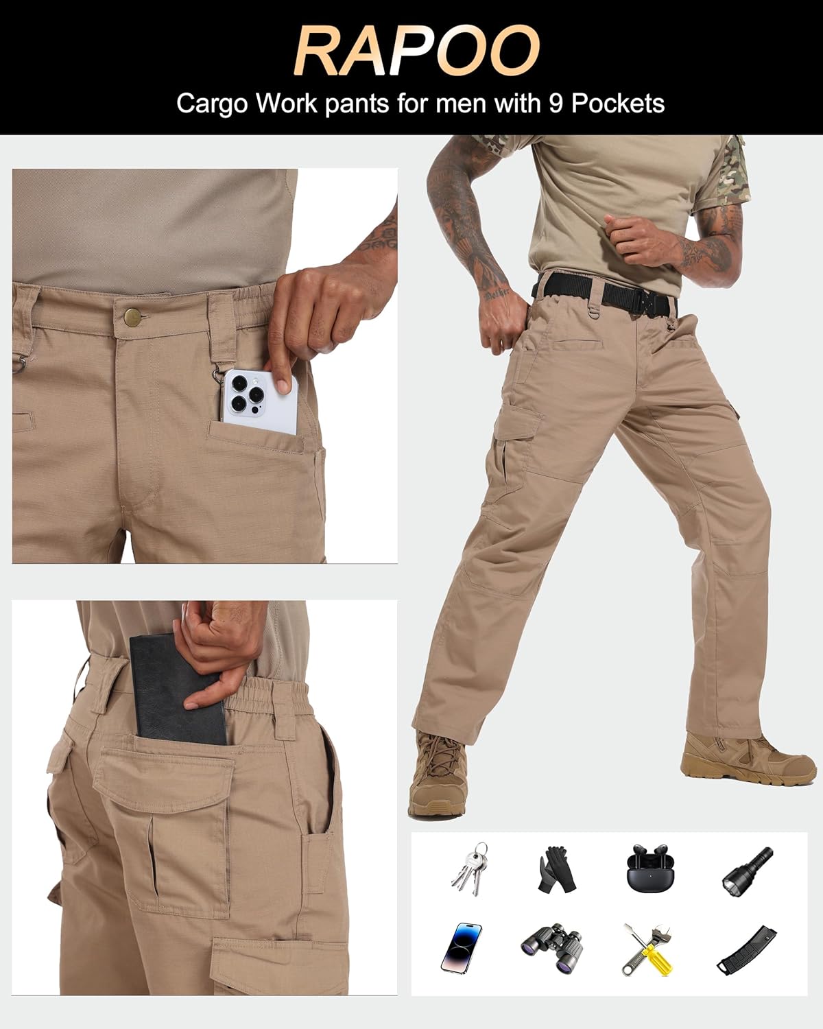 Thumbnail 4 de Rapoo Ripstop Cargo Pants 9 Pockets