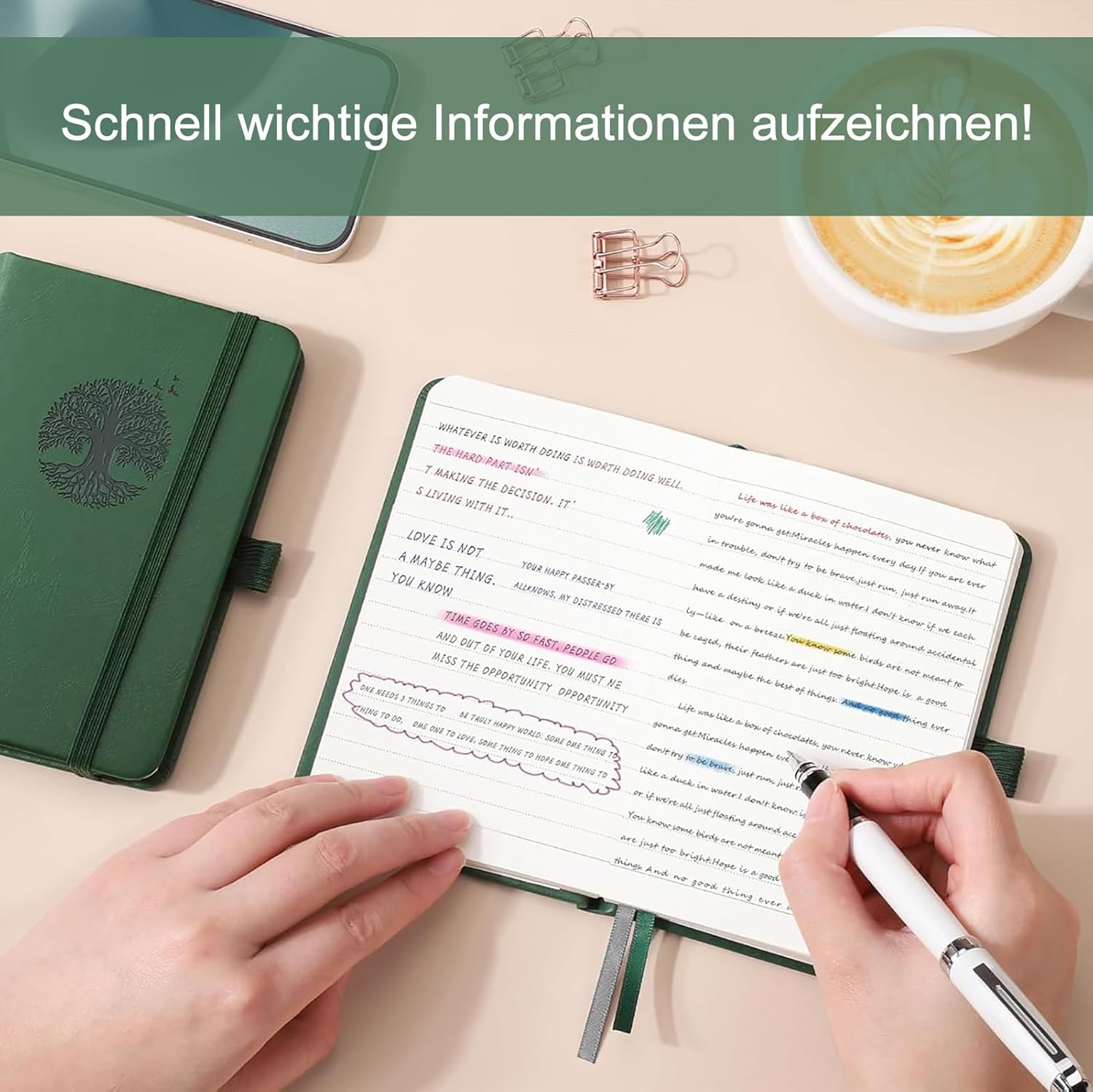 Thumbnail 1 de RETTACY liniert Notizbücher – 96 Seiten, Dunkelgrün, A6