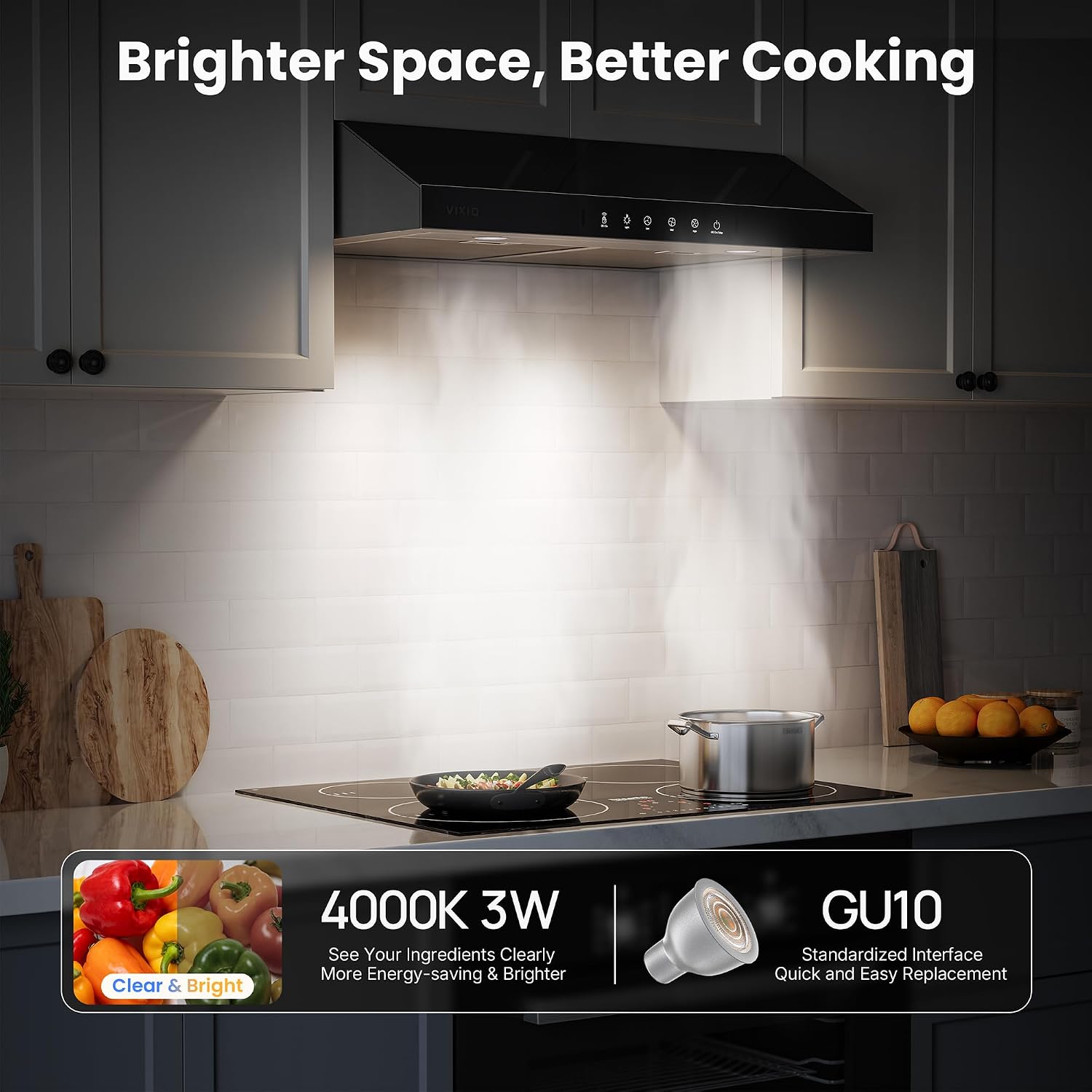 Thumbnail 6 de VIKIO HOME VK-RC13-30B 30-Inch Under-Cabinet Range Hood, 900 CFM