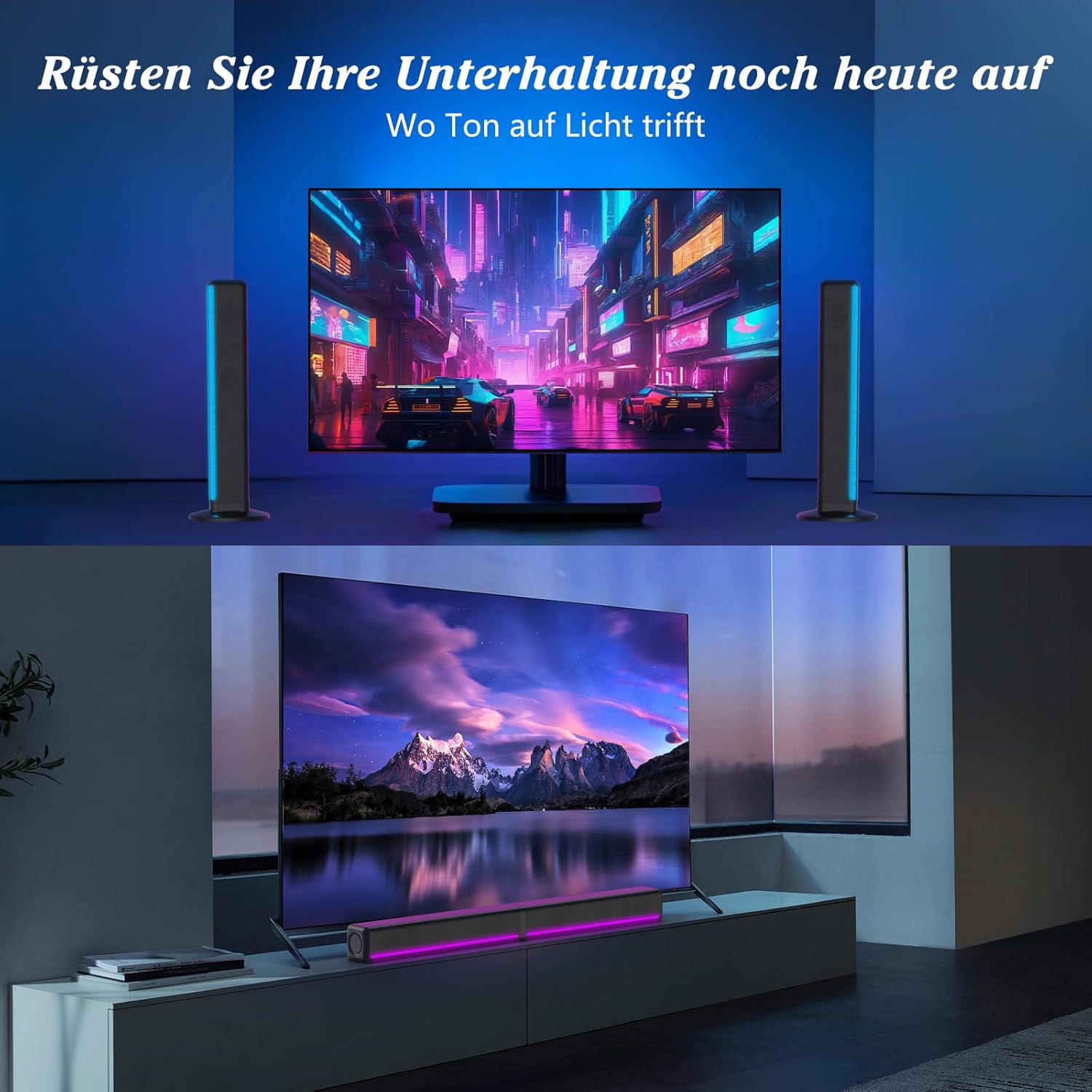 Thumbnail 1 de Wlep 2.2 CH Soundbar für TV – 180 W, abnehmbares 2-in-1 Design, RGB-Beleuchtung, Bluetooth 5.3
