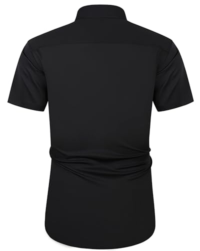 Thumbnail 2 de J.VER Hemd Kurzarm Herren Casual Regular Fit Bügelfrei Faltenfrei mit Tasche – Schwarz/Rot, Größe M