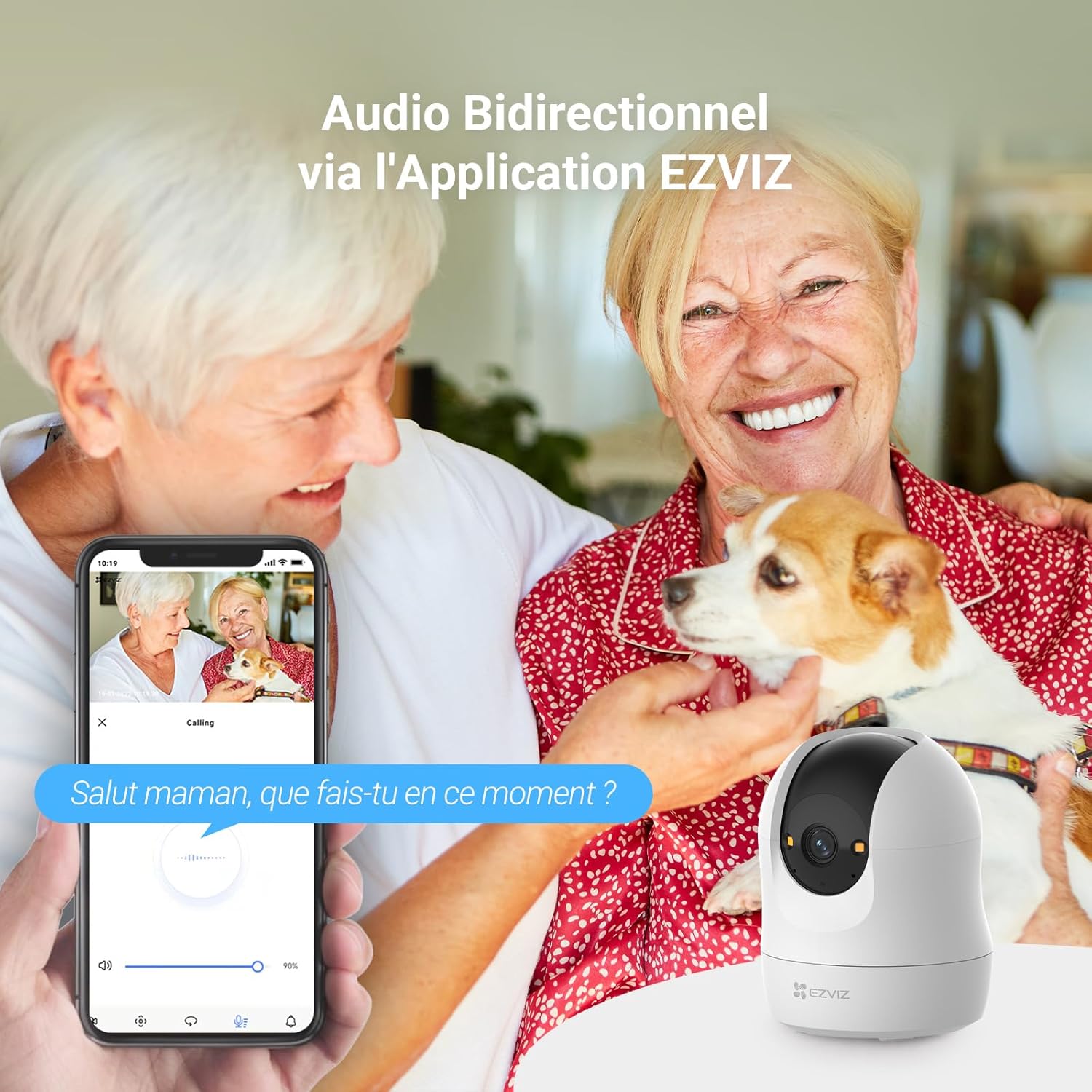 Detalle de EZVIZ 2K Caméra Surveillance WiFi Intérieur C6N G1 2K 2PK : Babyphone, Suivi Auto-Zoom et Détection Humain