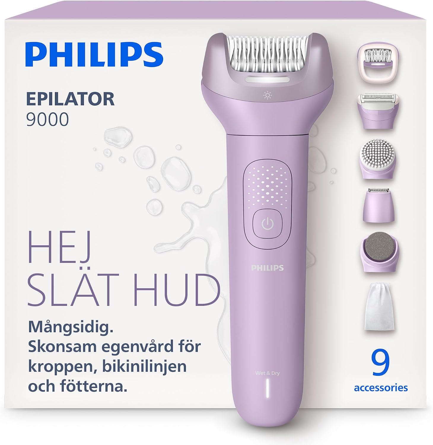 Detalle de Philips Series 9000 BRE728/00 epilator för våt- och torrbruk med ProGuide