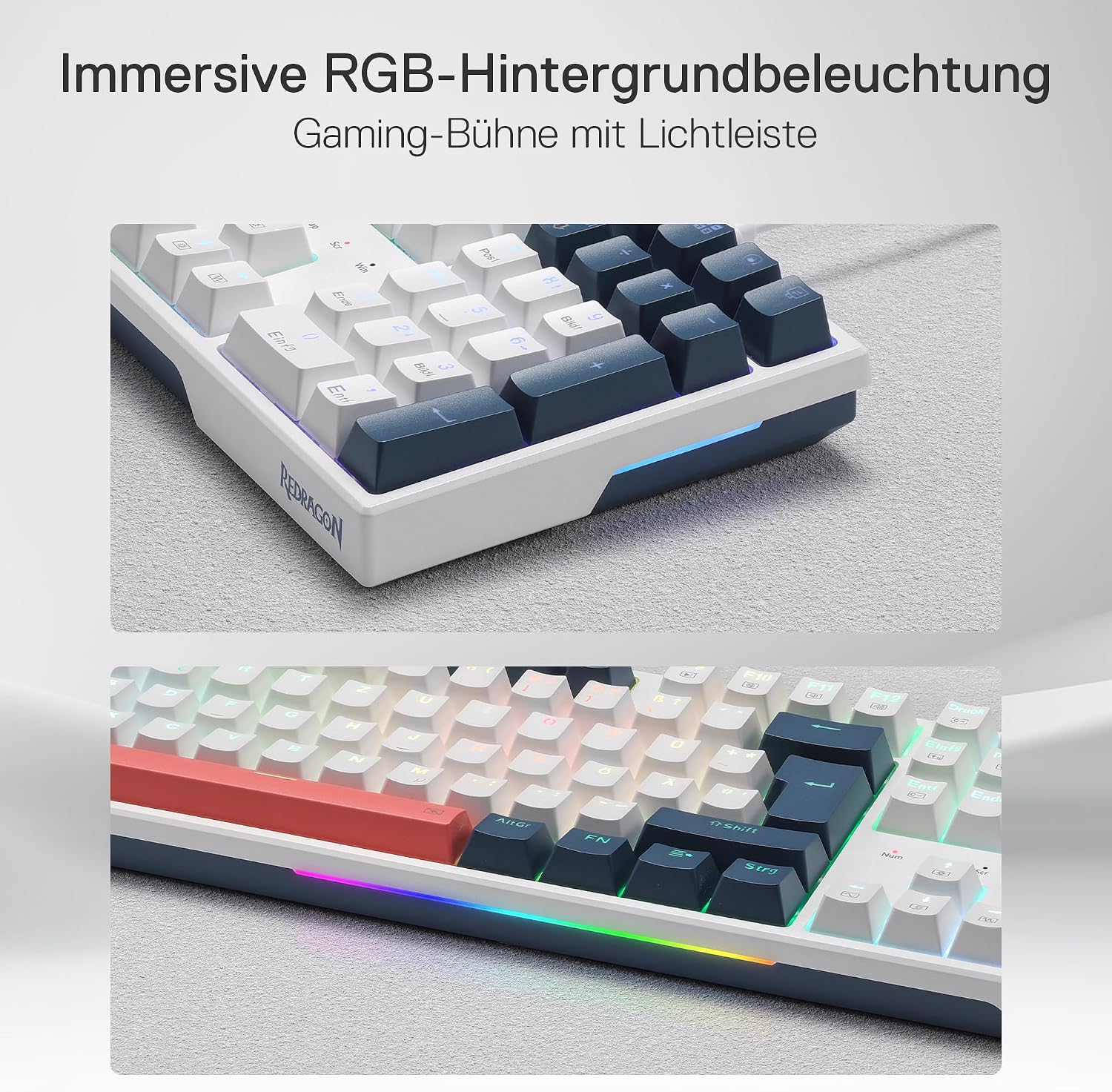 Thumbnail 3 de Redragon K668 QWERTZ Gaming-Tastatur (105+4 Tasten) mit Hot-Swap, RGB und roten Schaltern