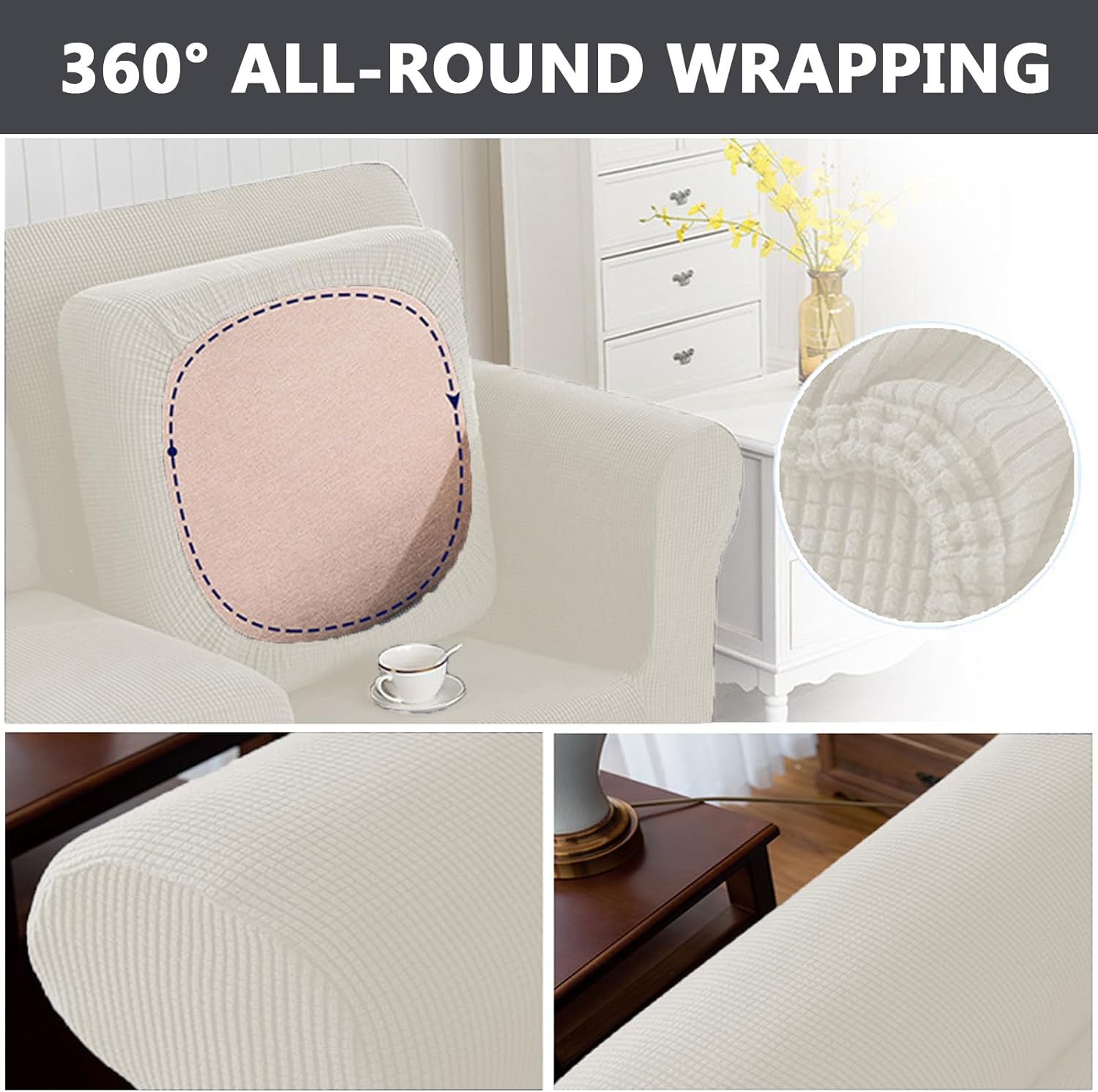 Thumbnail 3 de NNSMUN Bezüge Für Wohnwagenpolster – Passgenau, rutschfest und wasserdichtes Jacquard-Bezugssystem (Beige, L 190–220 cm, B 40–65 cm)