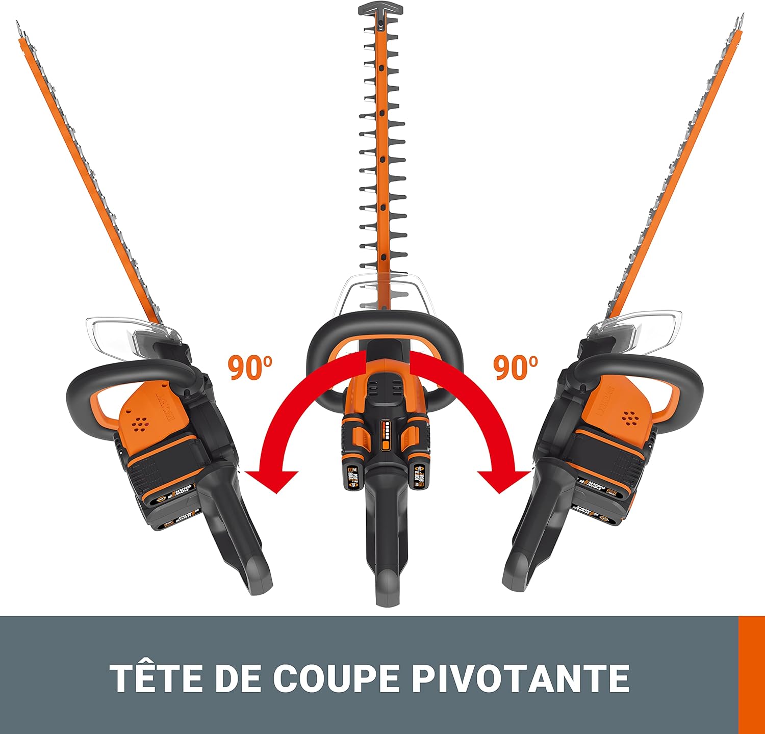 Detalle 2 de WORX Taille-Haies sans Fil 40V WG284E.9 – Lames 60 cm, double action, 27 mm