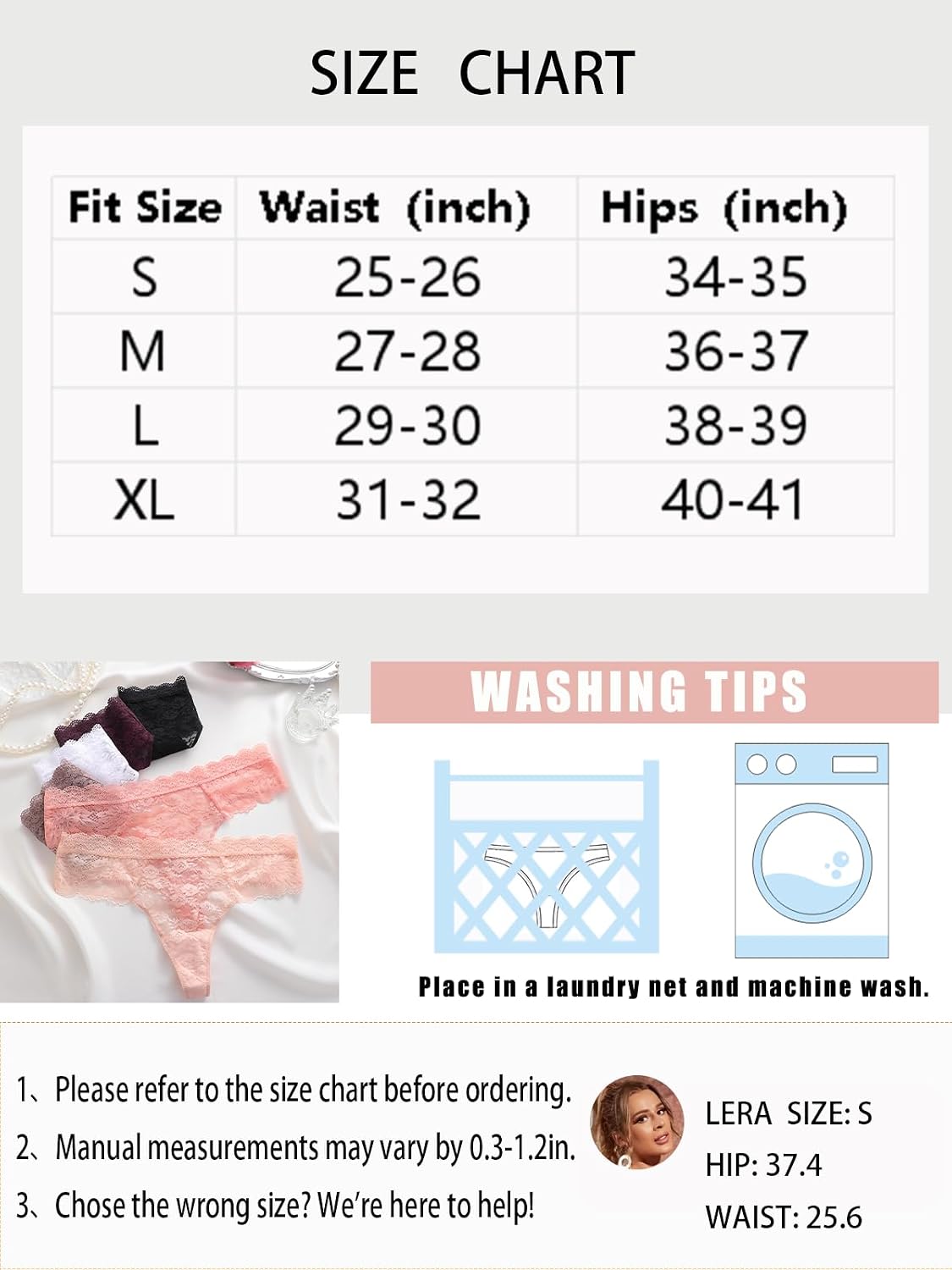 Detalle 1 de ALL OF SHE Strings dentelle, lot de 6
