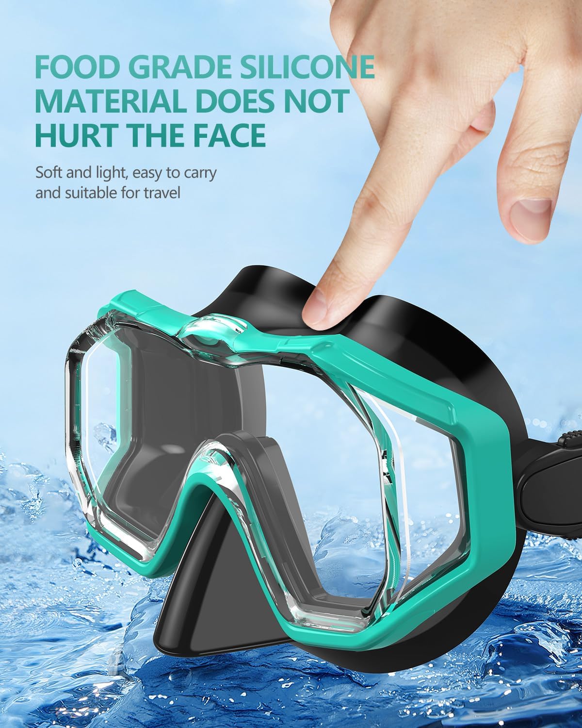 Detalle de WSTOO Adults Swim Goggles with Nose Cover (Anti-Fog, 180° Panoramic, Leak-Proof, 3-Lens)