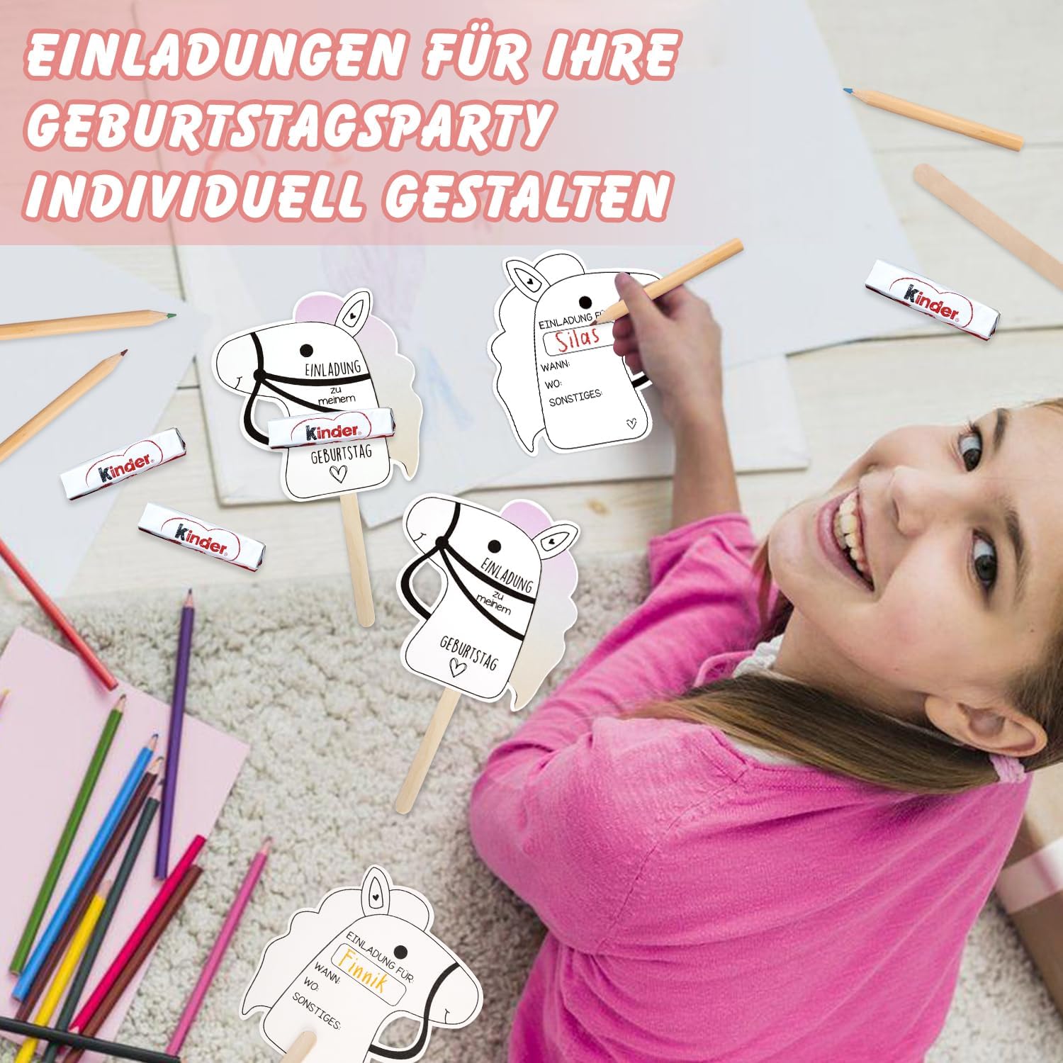 Thumbnail 4 de KKSJK Einladungskarten Pferde Geburtstag 15er Set