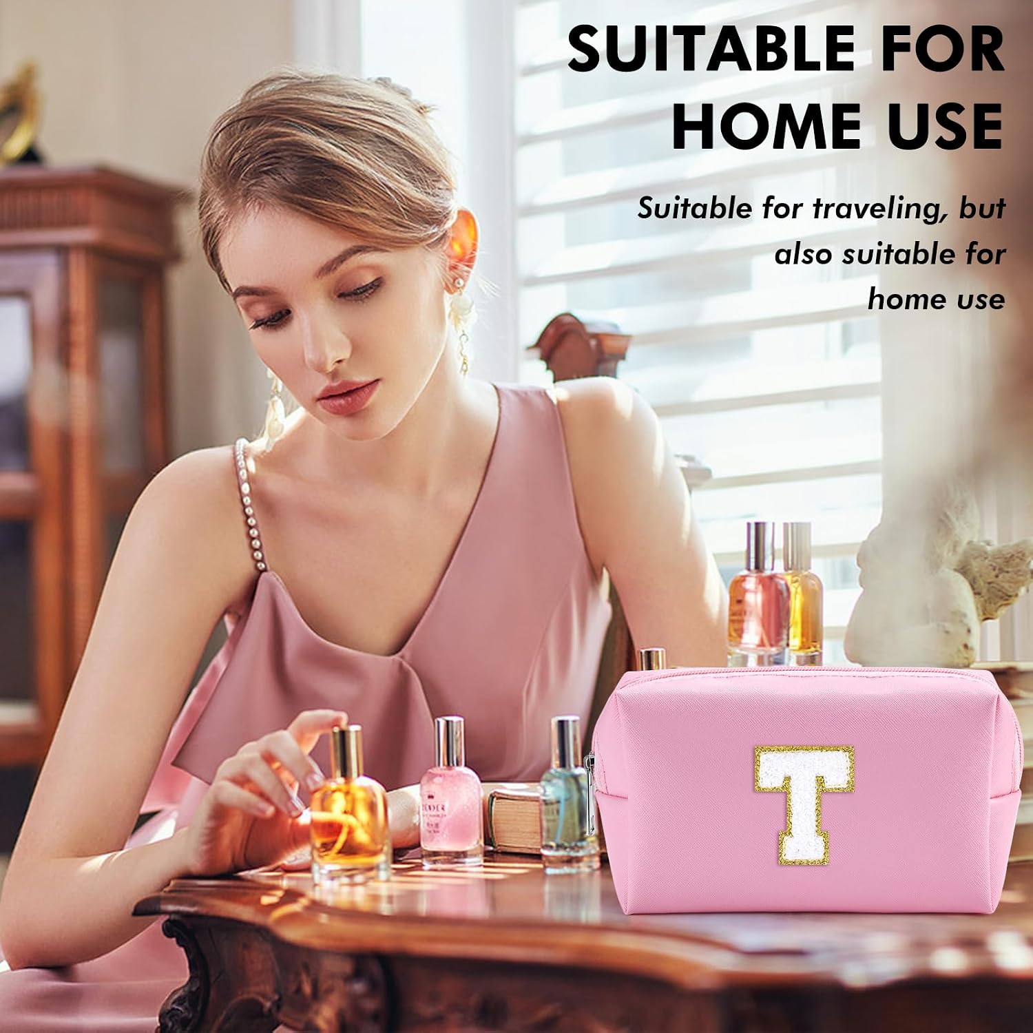 Detalle 2 de URSKYTOUS Initial Preppy Makeup Bag 7.6in