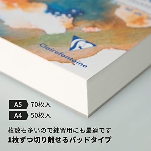 Detalle de Clairefontaine 975721C Bloc Encollé Goldline Aquapad – Papier Aquarelle 300 g, A4, 50 feuilles