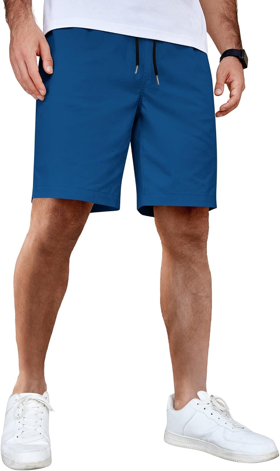 Detalle de COOFANDY Men's Casual Shorts: Cotton, Elastic-Waist Drawstring, 7"/9" Inseams