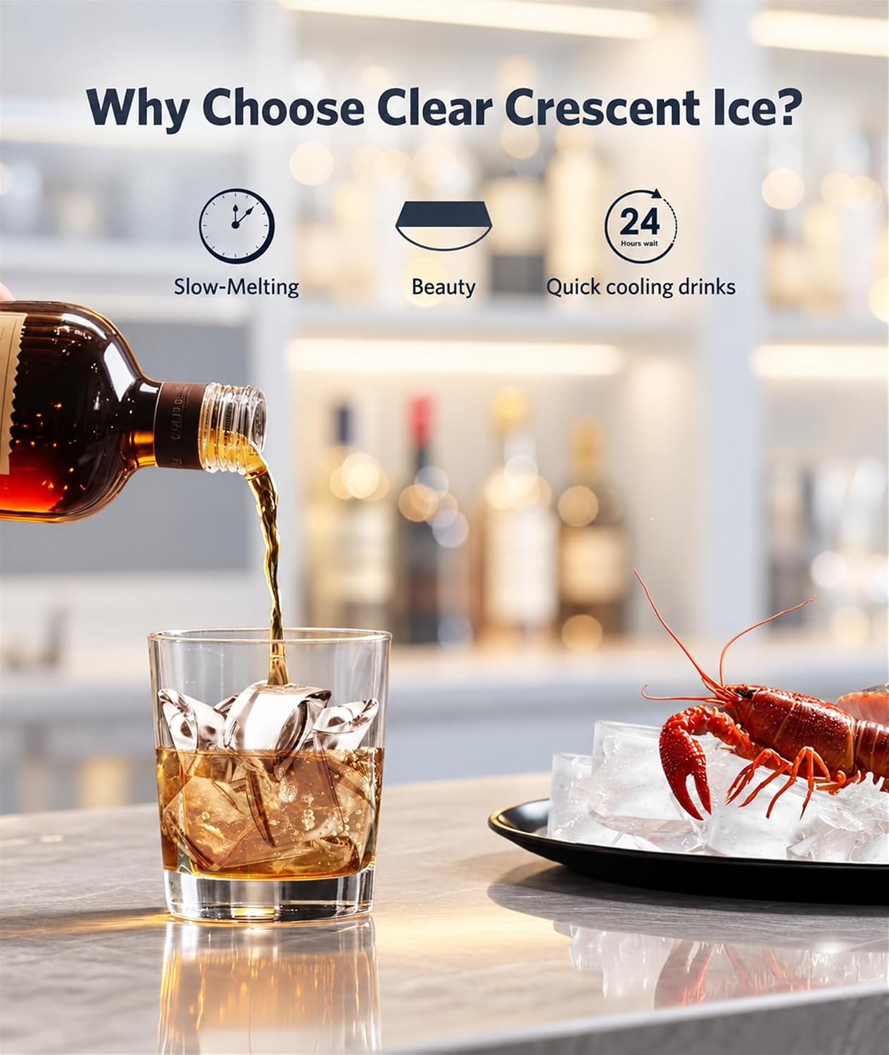 Detalle 1 de Antarctic Star HZB-12M Crescent Ice Maker, Clear Ice, 3 Thickness Settings