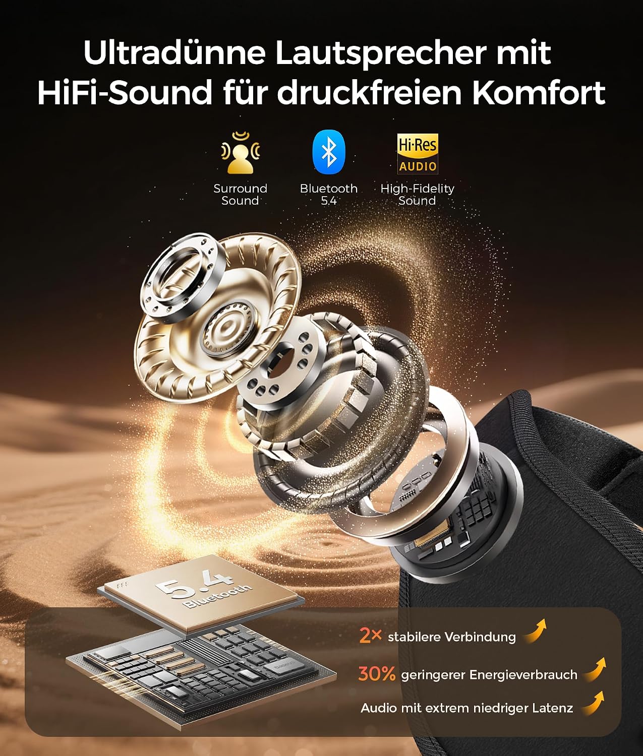 Detalle de LOVE EYE Masque de Sommeil Bluetooth avec Écouteurs Sans Fil – Bandeau Audio 100% Occultant
