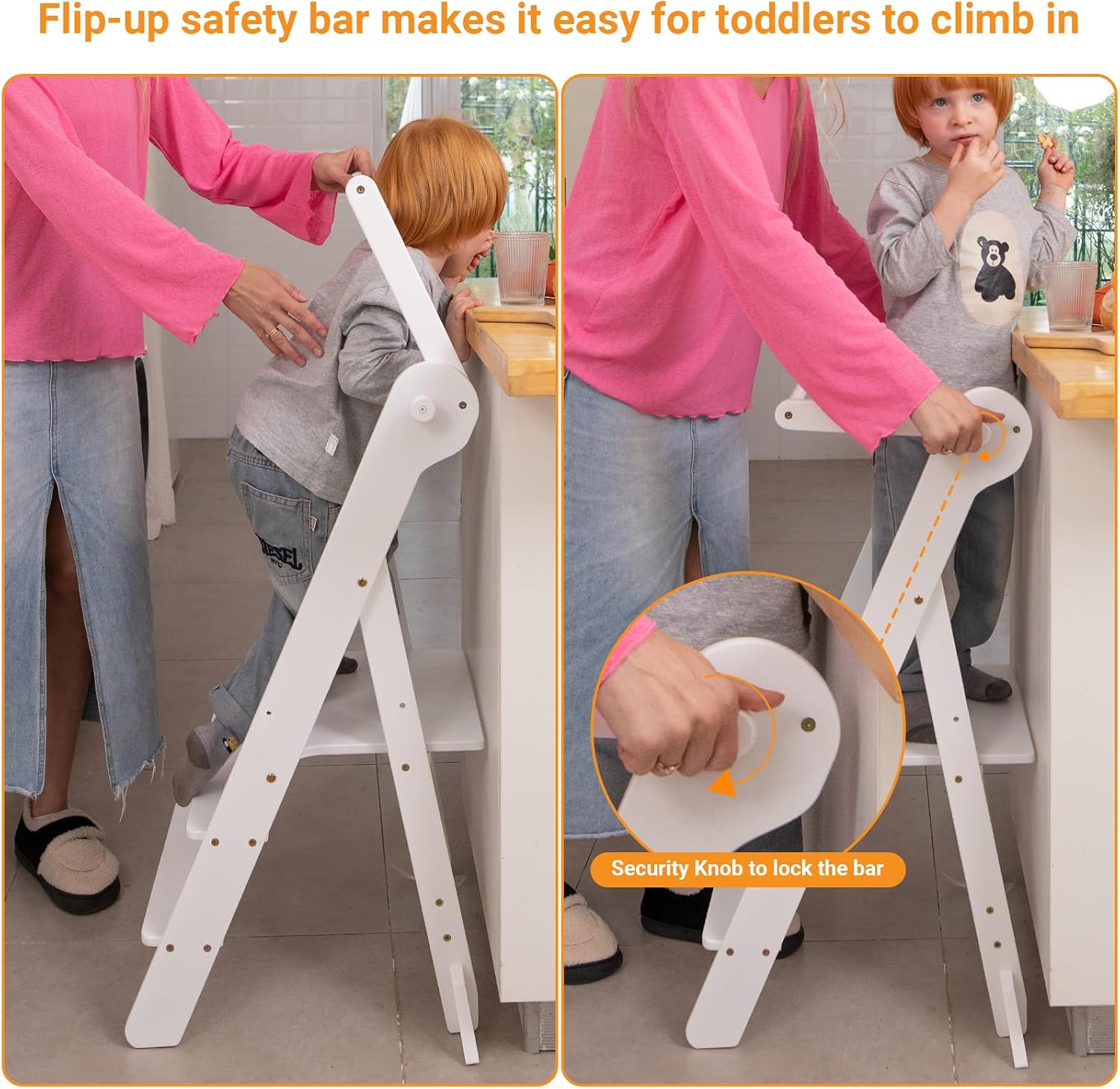 Thumbnail 4 de COSYLAND CS000124-2-CA Toddler Standing Tower, Bamboo, Cream, Foldable