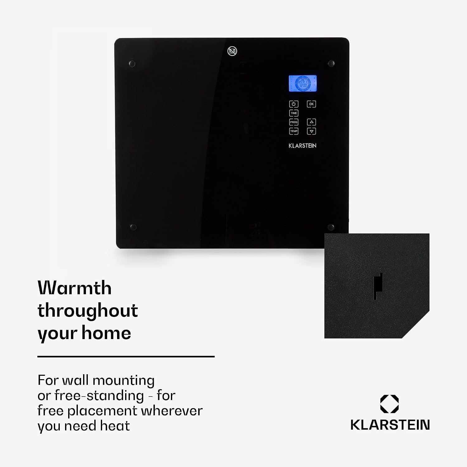 Detalle de Klarstein Norderney konvektor 1 000 W med timer och flexibel montering