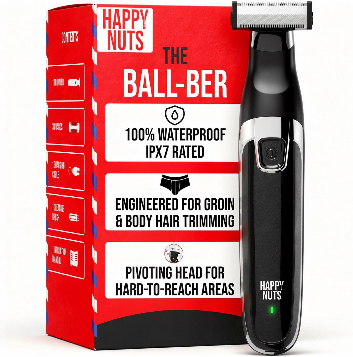 Detalle de HAPPY NUTS The Ballber™ Electric Body Hair Trimmer for Men – A practical body groomer for hard-to-reach areas