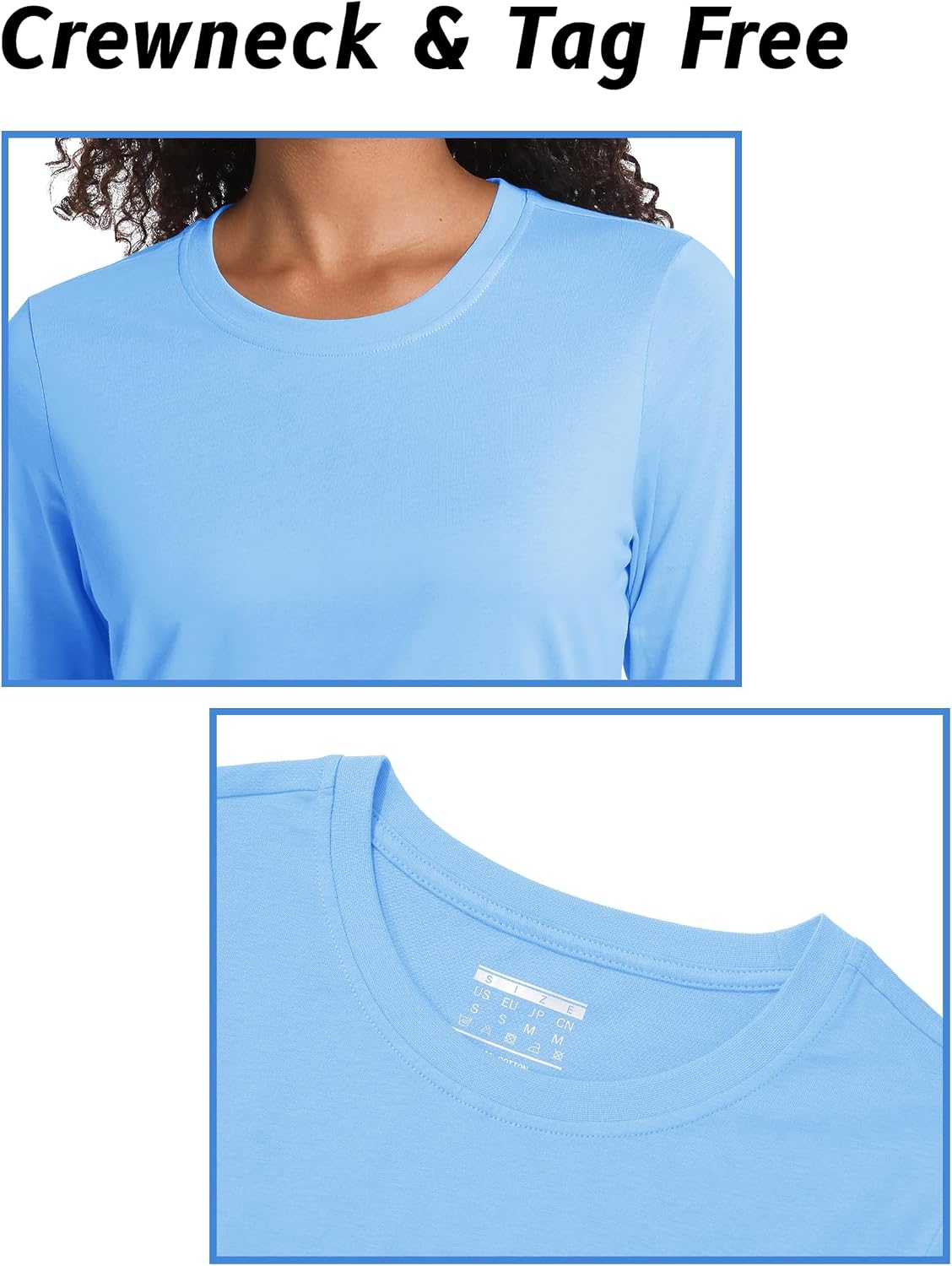 Thumbnail 5 de TACVASEN Women's Long Sleeve Cotton T-Shirt – Breathable, Quick Dry Crew Neck